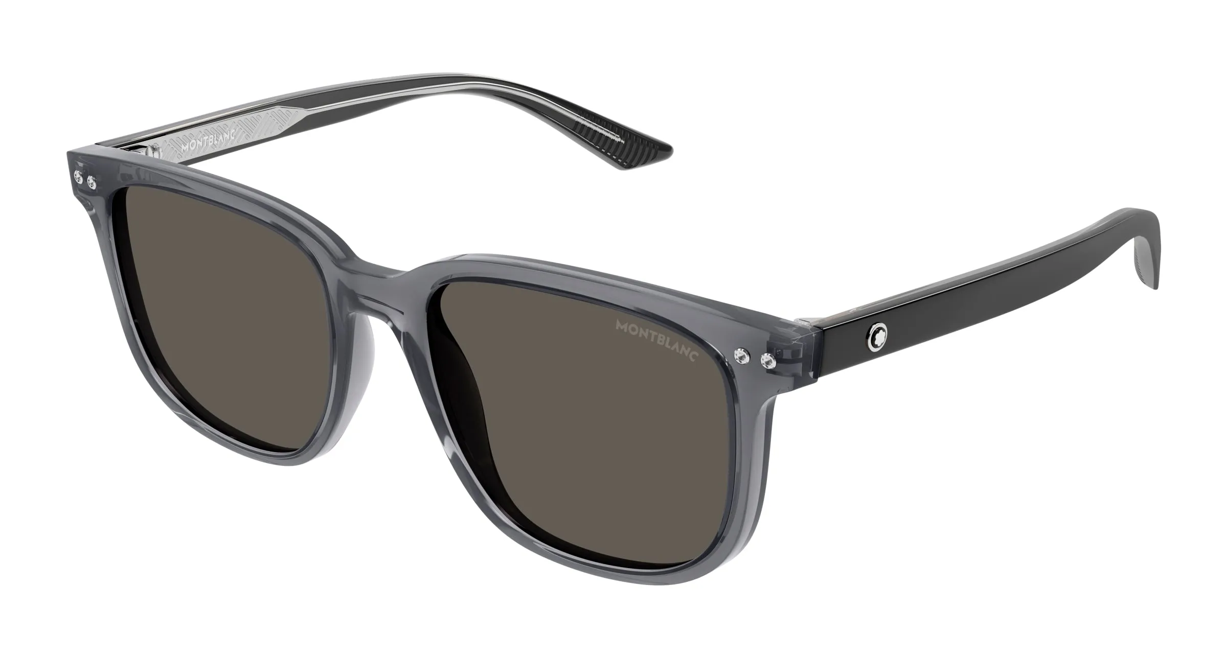 Montblanc MB0258SA 003 Occhiali da sole Acetato Grigio Grigio Squadrata - immagine 1