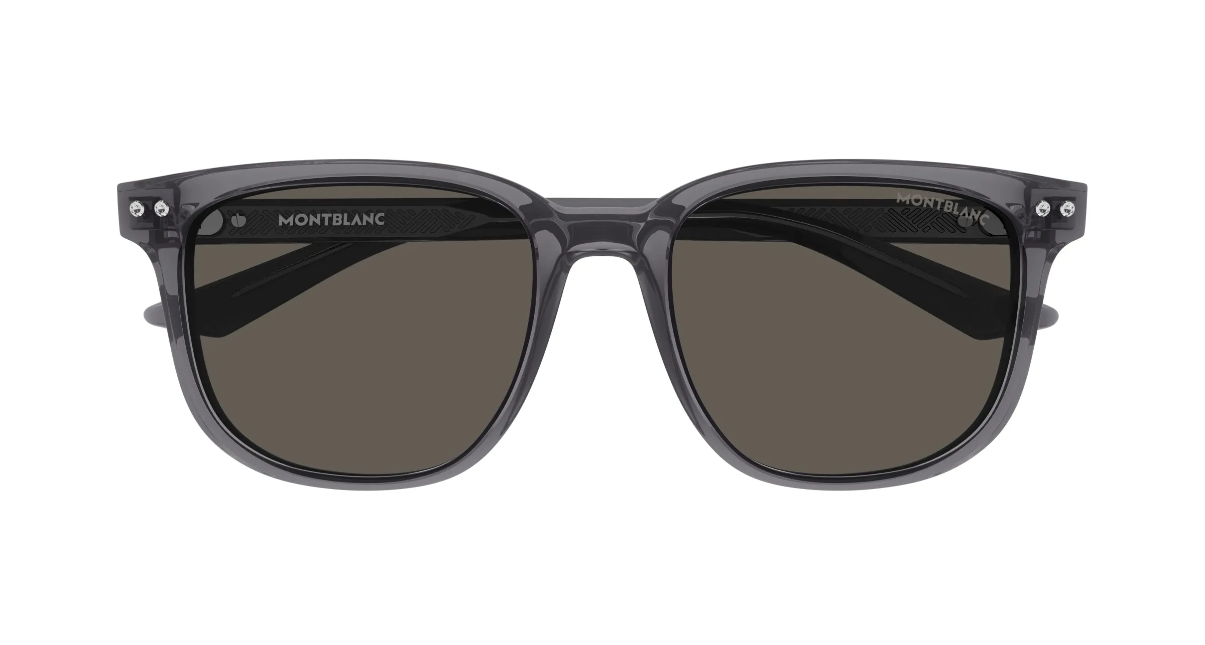Montblanc MB0258SA 003 Occhiali da sole Acetato Grigio Grigio Squadrata - immagine 3