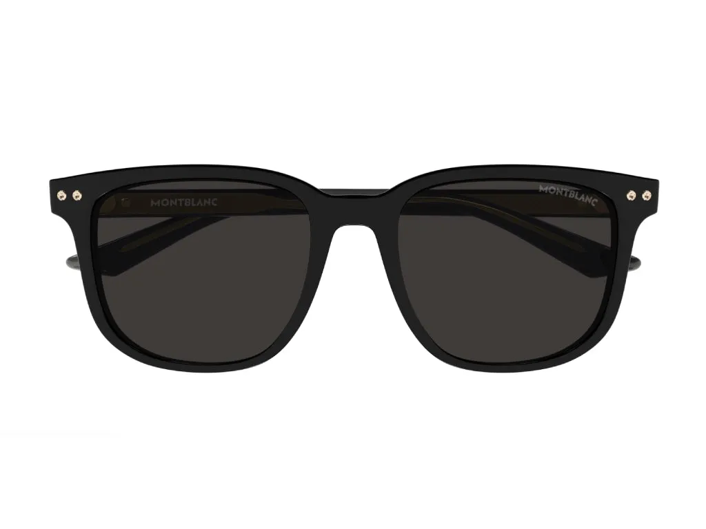 Montblanc MB0258SA 001 Occhiali da sole Acetato Nero Grigio Squadrata - immagine 2