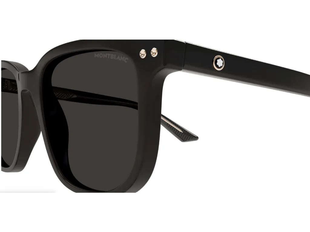Montblanc MB0258SA 001 Occhiali da sole Acetato Nero Grigio Squadrata - immagine 4