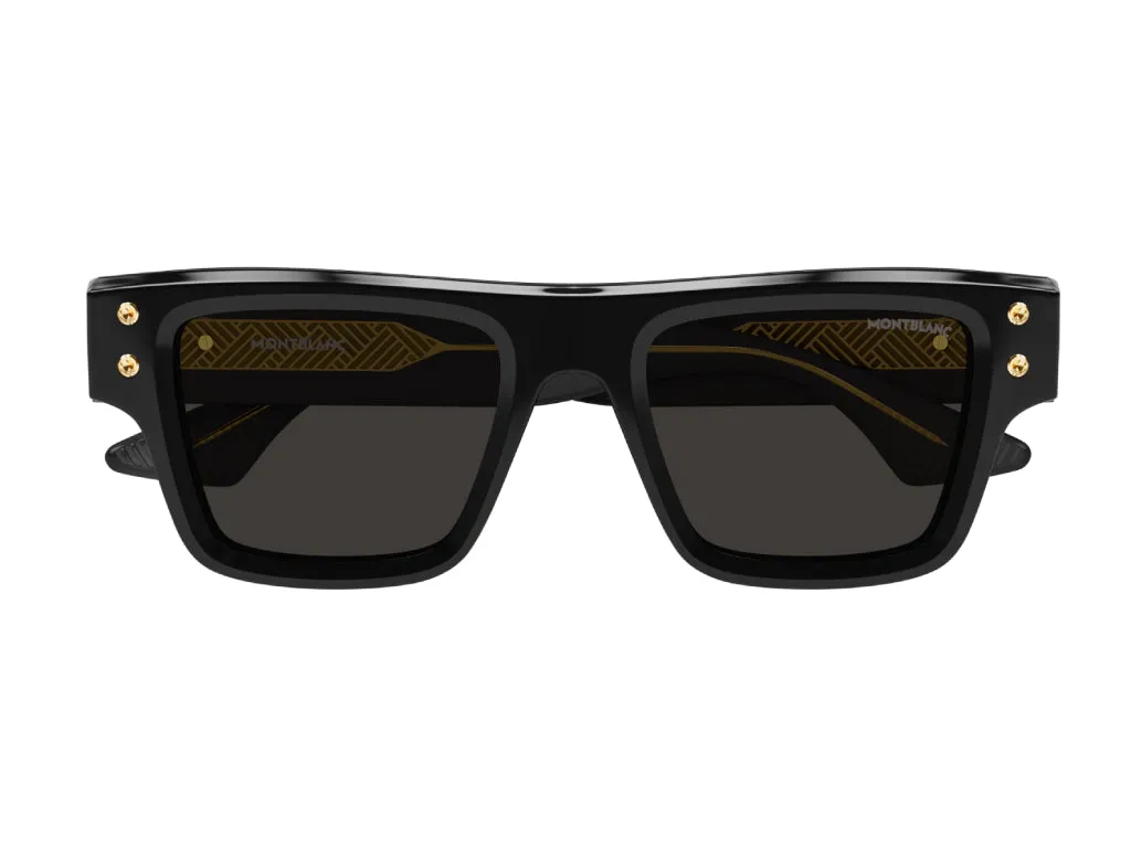 Montblanc MB0253S 001 Occhiali da sole Acetato Nero Grigio Squadrata - immagine 2