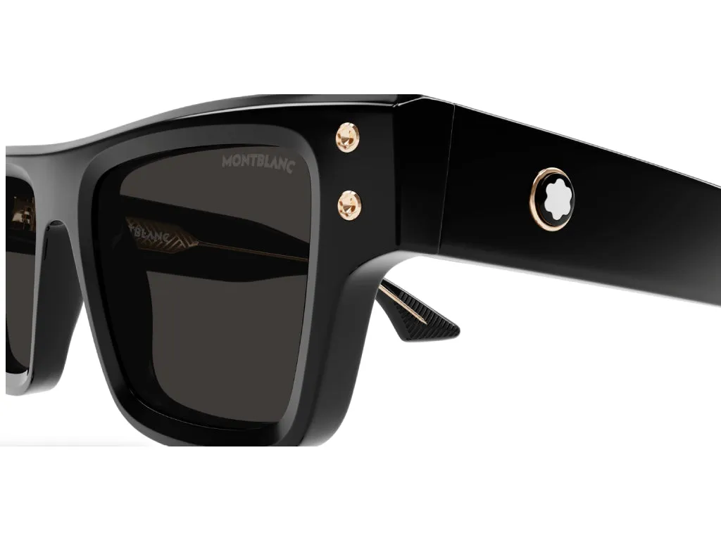 Montblanc MB0253S 001 Occhiali da sole Acetato Nero Grigio Squadrata - immagine 4
