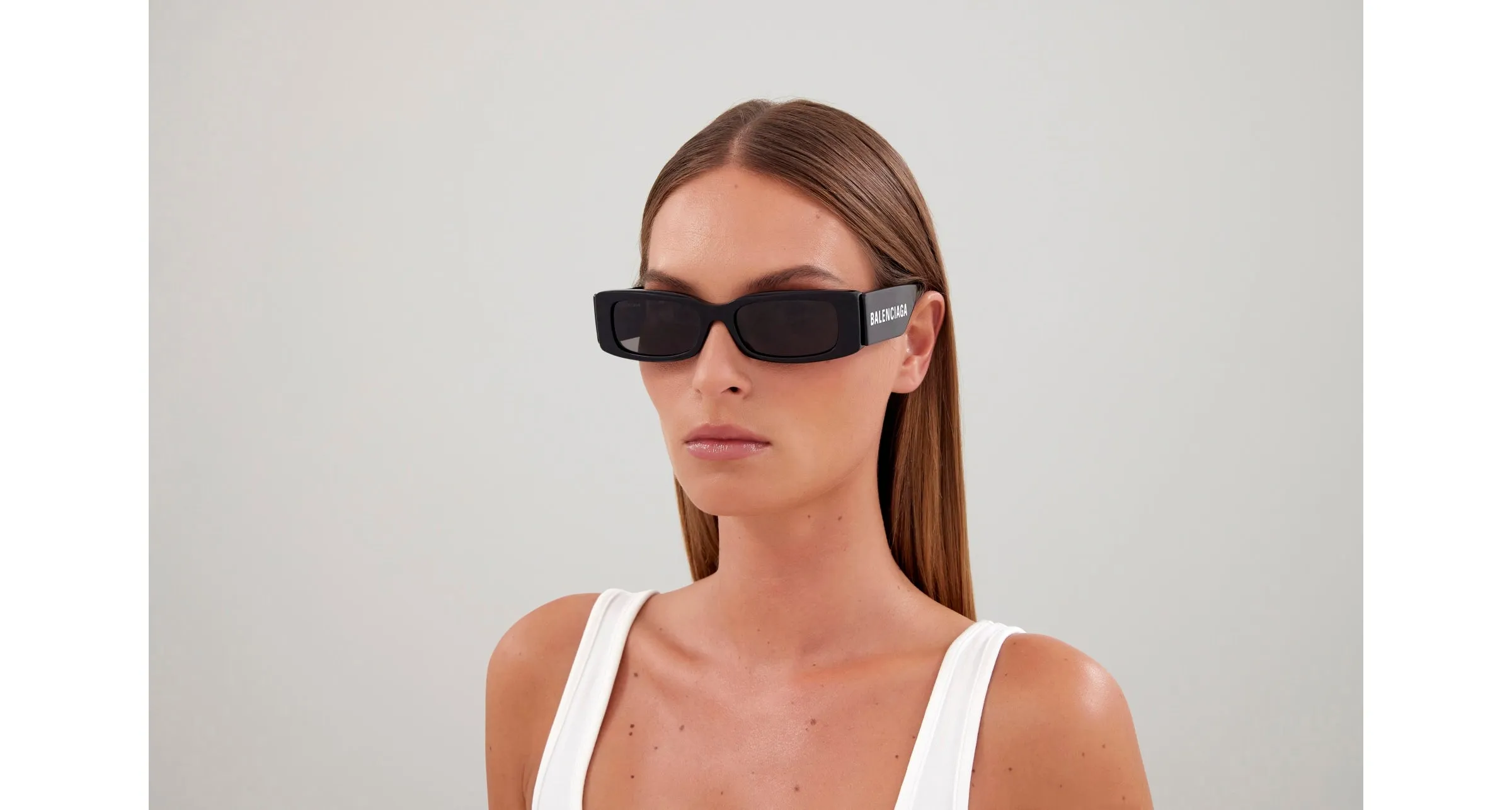 Balenciaga BB0260S 001 Occhiali da sole Acetato Nero Grigio Geometrica - immagine 4
