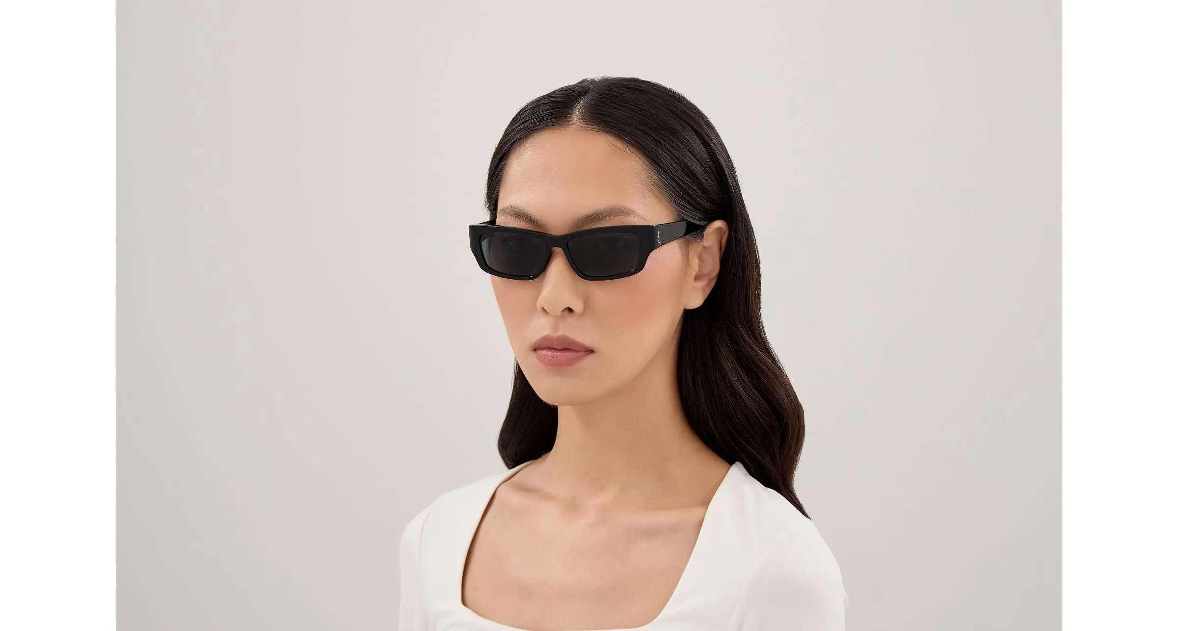 SAINT LAURENT SL M182/F JAZZ 001 Occhiali da sole Acetato Nero Nero Squadrata - immagine 4