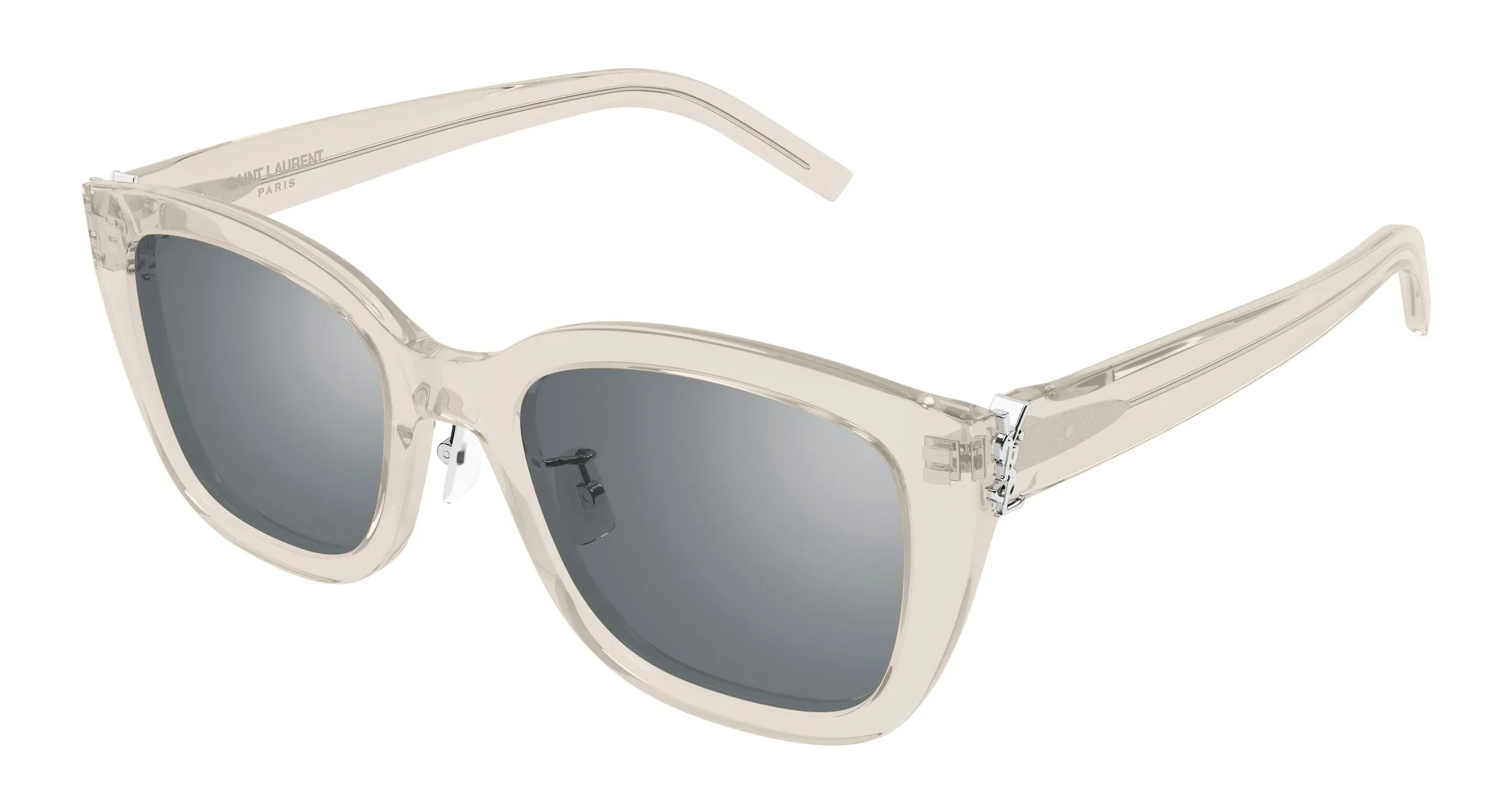 SAINT LAURENT SL M176/K 004 Occhiali da sole Acetato Beige Argento Cat Eye Specchiato - immagine 1