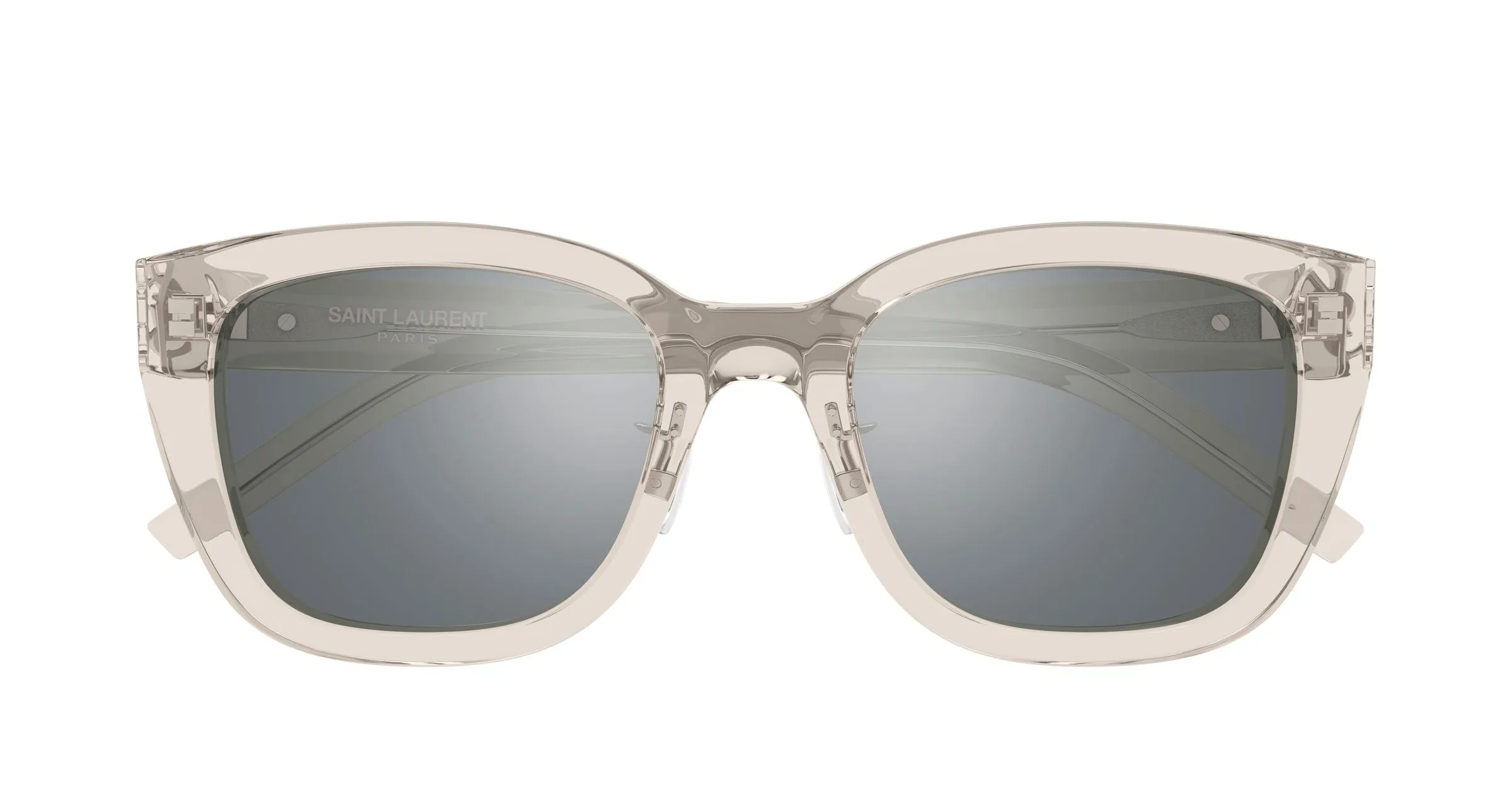 SAINT LAURENT SL M176/K 004 Occhiali da sole Acetato Beige Argento Cat Eye Specchiato - immagine 2