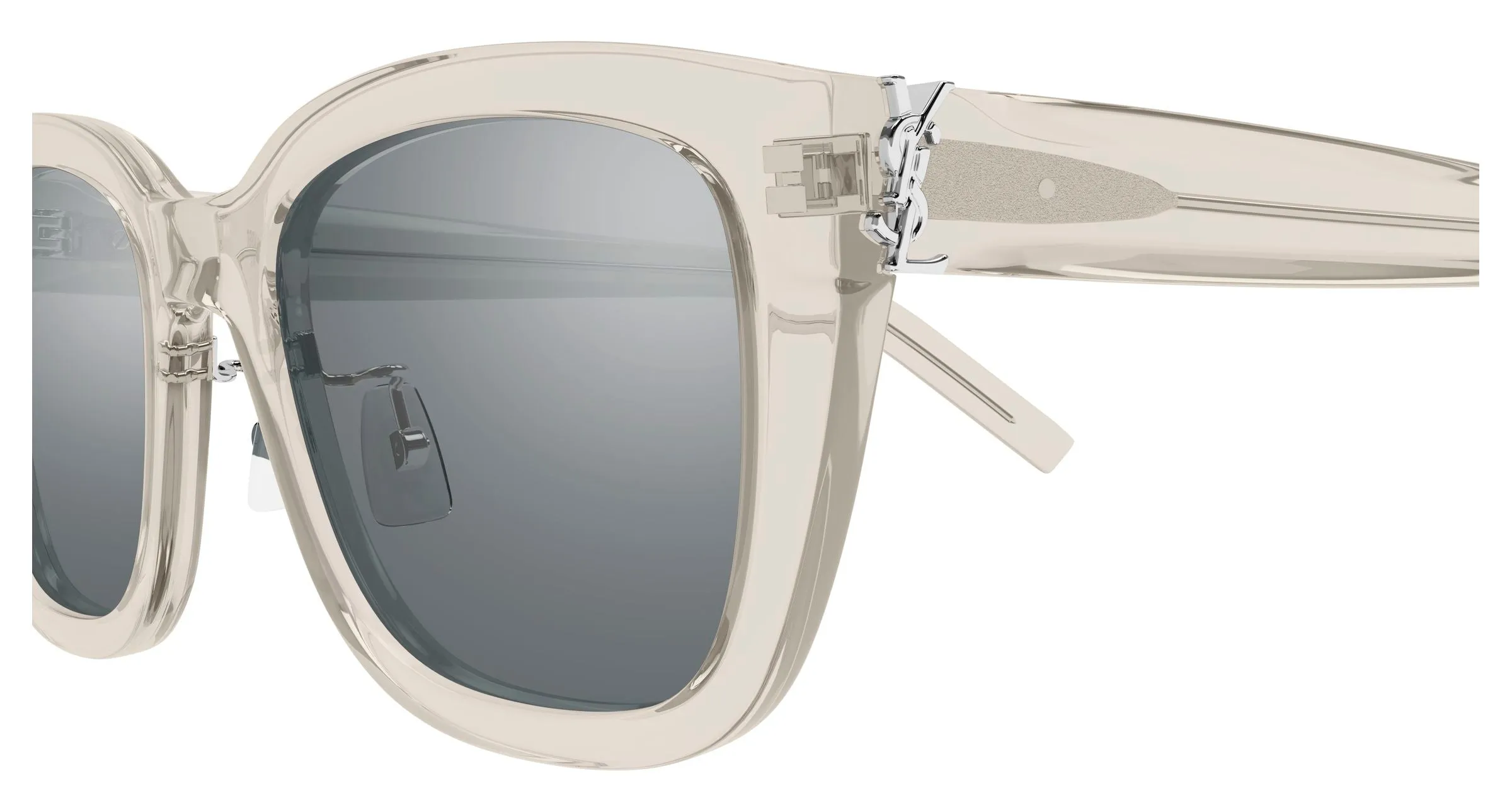 SAINT LAURENT SL M176/K 004 Occhiali da sole Acetato Beige Argento Cat Eye Specchiato - immagine 3