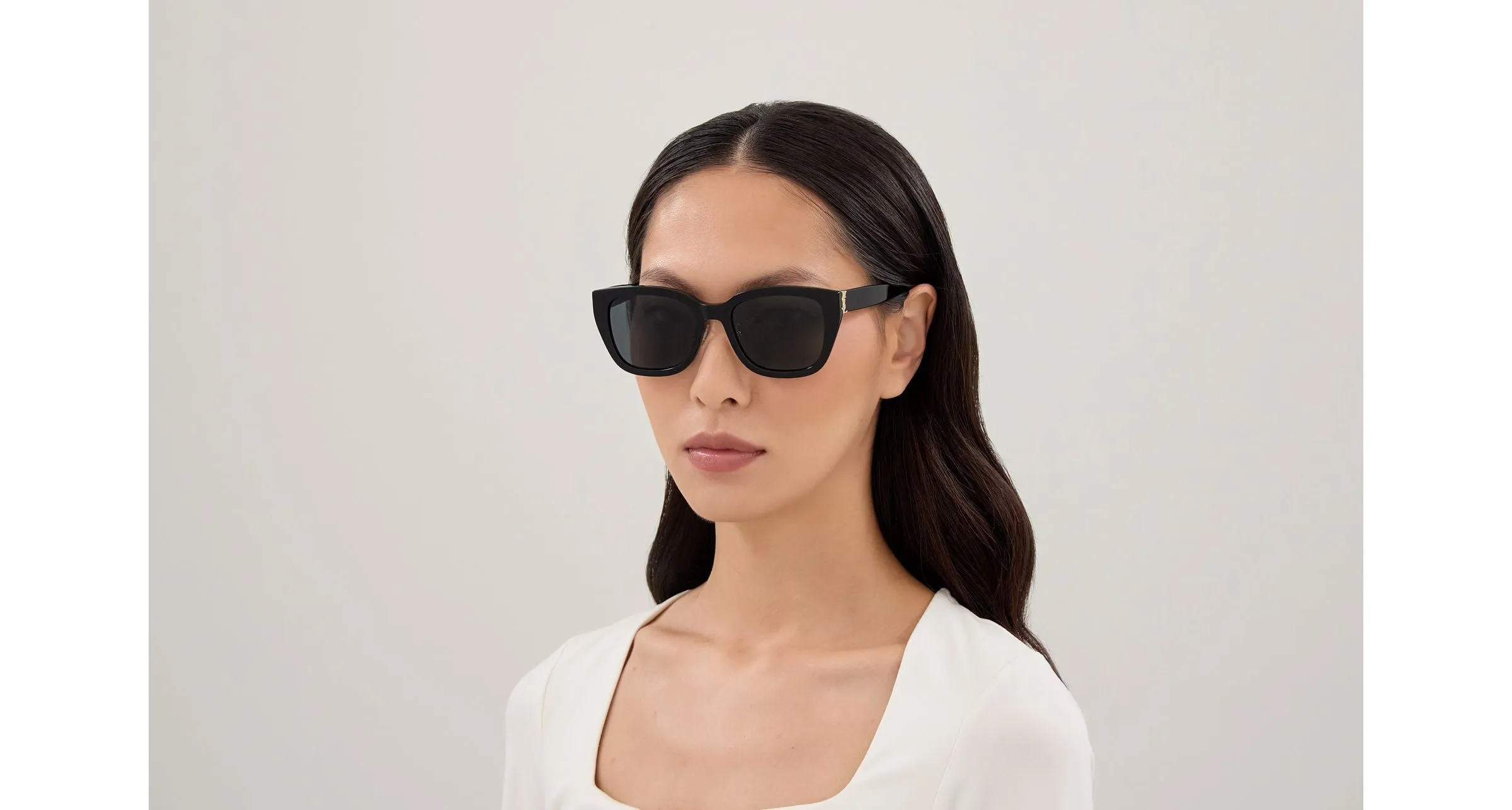 SAINT LAURENT SL M176/K 001 Occhiali da sole Acetato Nero Nero Cat Eye - immagine 4
