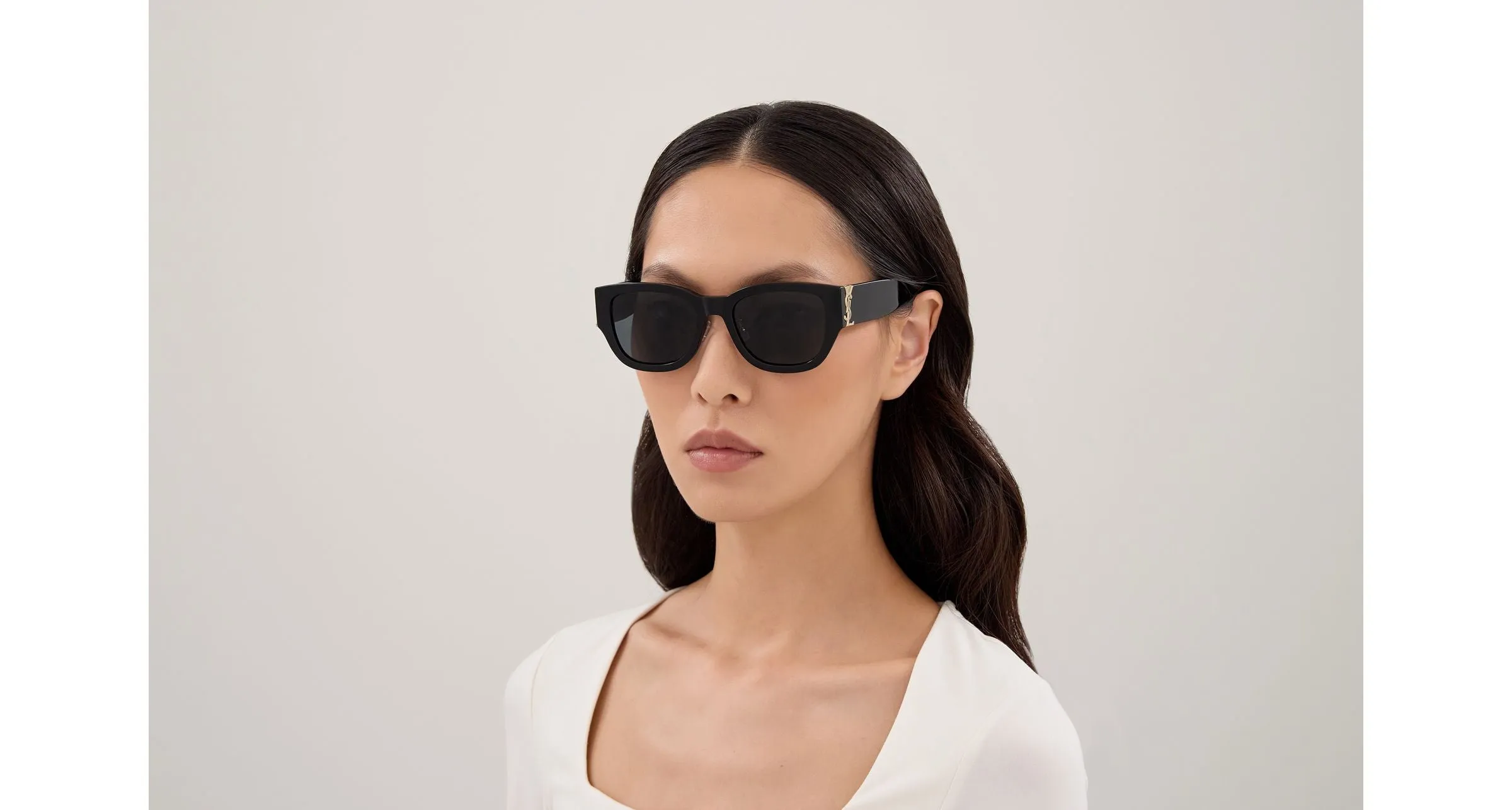 SAINT LAURENT SL M174/F 001 Occhiali da sole Acetato Nero Nero Cat Eye - immagine 4