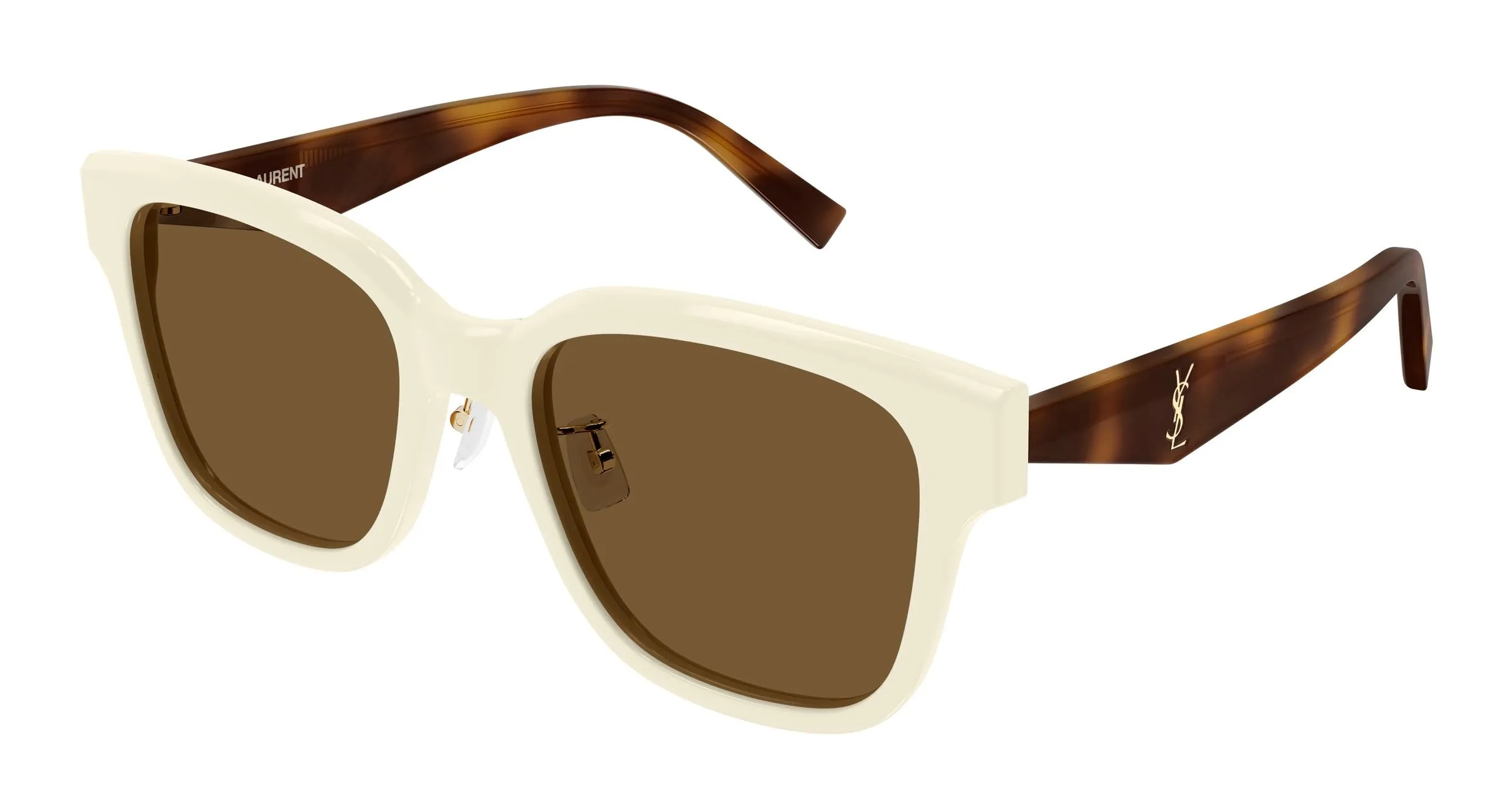 SAINT LAURENT SL M173/K 004 Occhiali da sole Acetato Avorio Marrone Geometrica - immagine 1