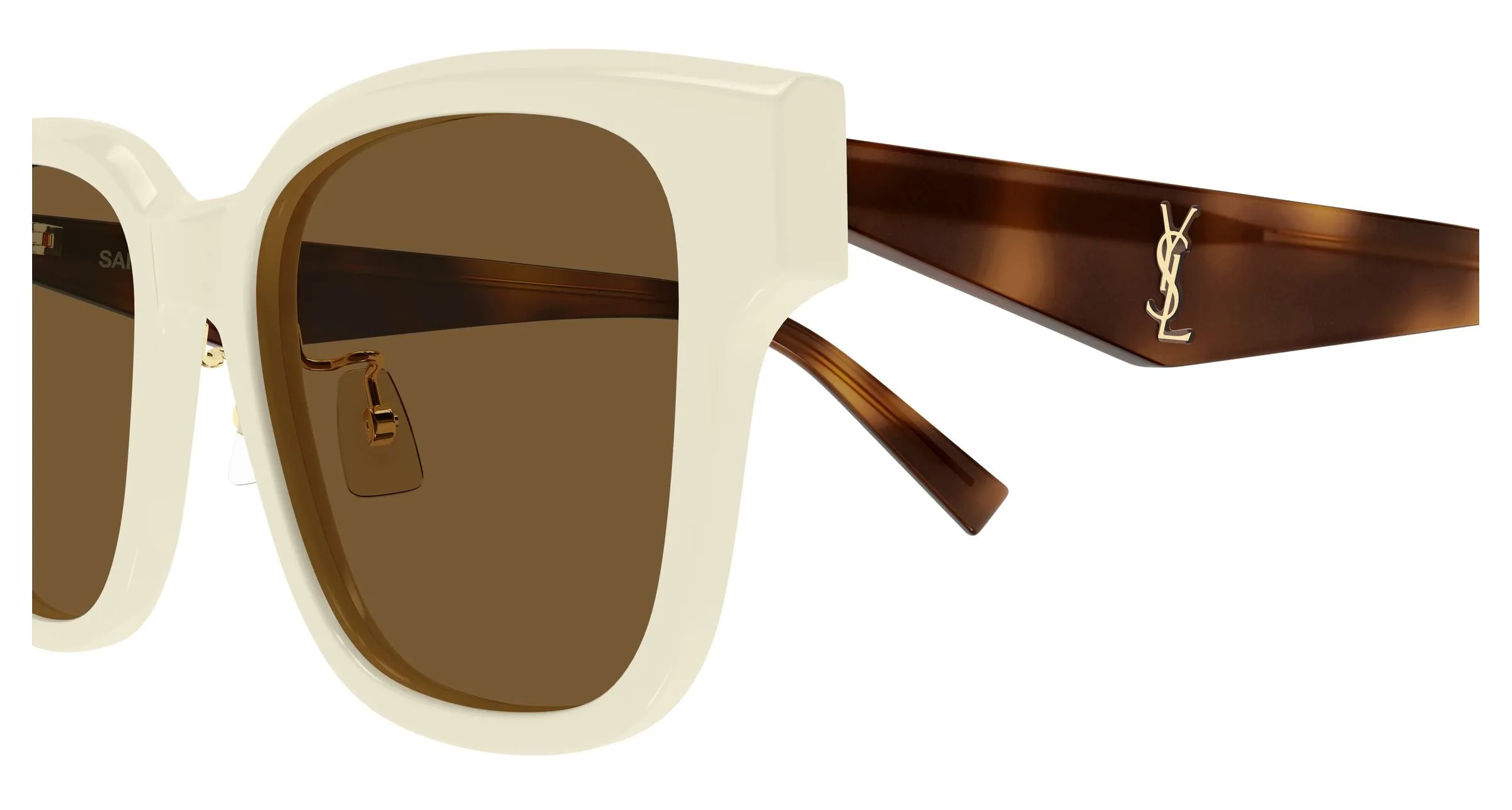 SAINT LAURENT SL M173/K 004 Occhiali da sole Acetato Avorio Marrone Geometrica - immagine 3
