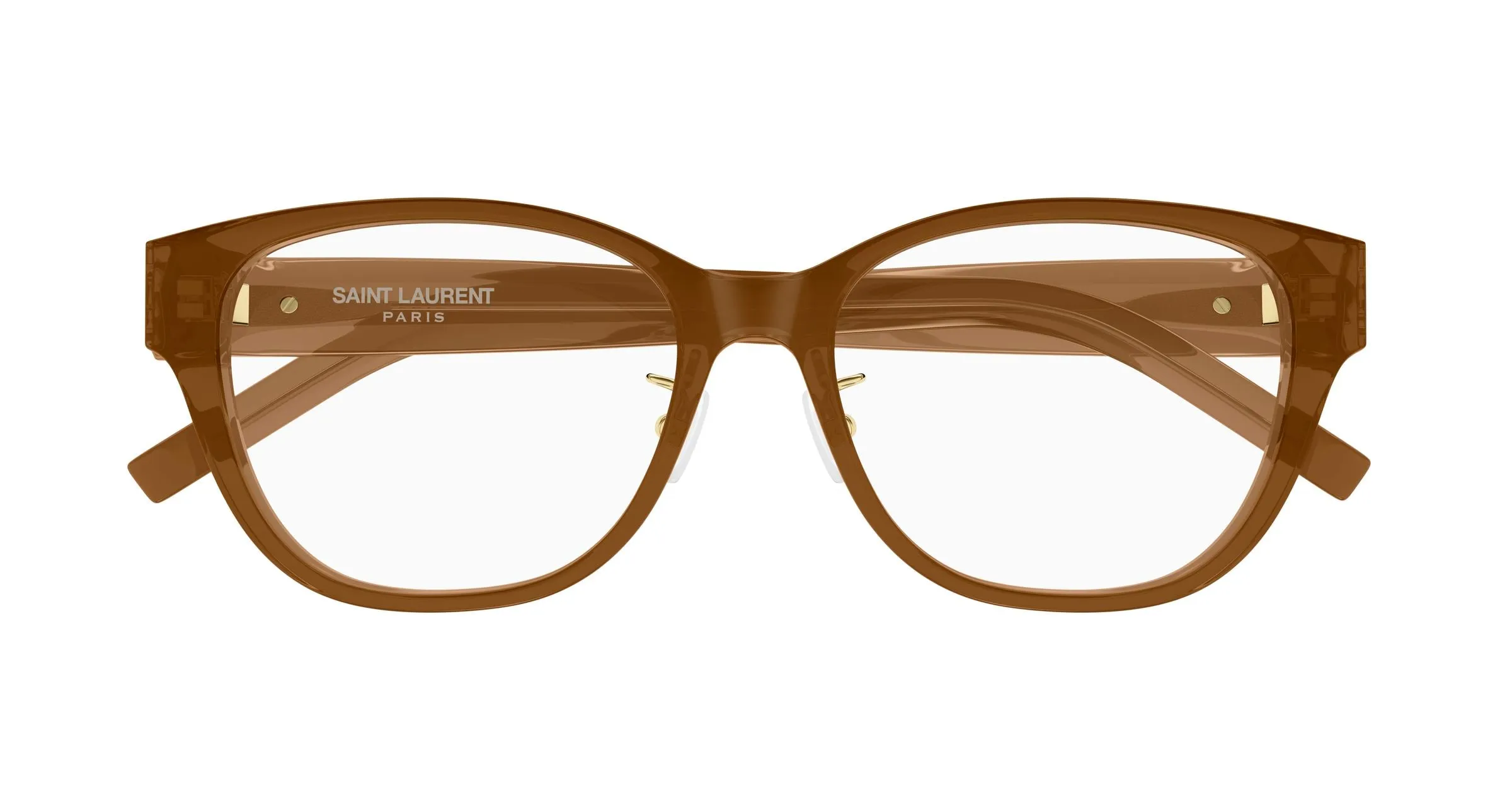 SAINT LAURENT SL M169/F 005 Montature da vista Acetato Marrone Trasparente Cat Eye Antiriflesso - immagine 2