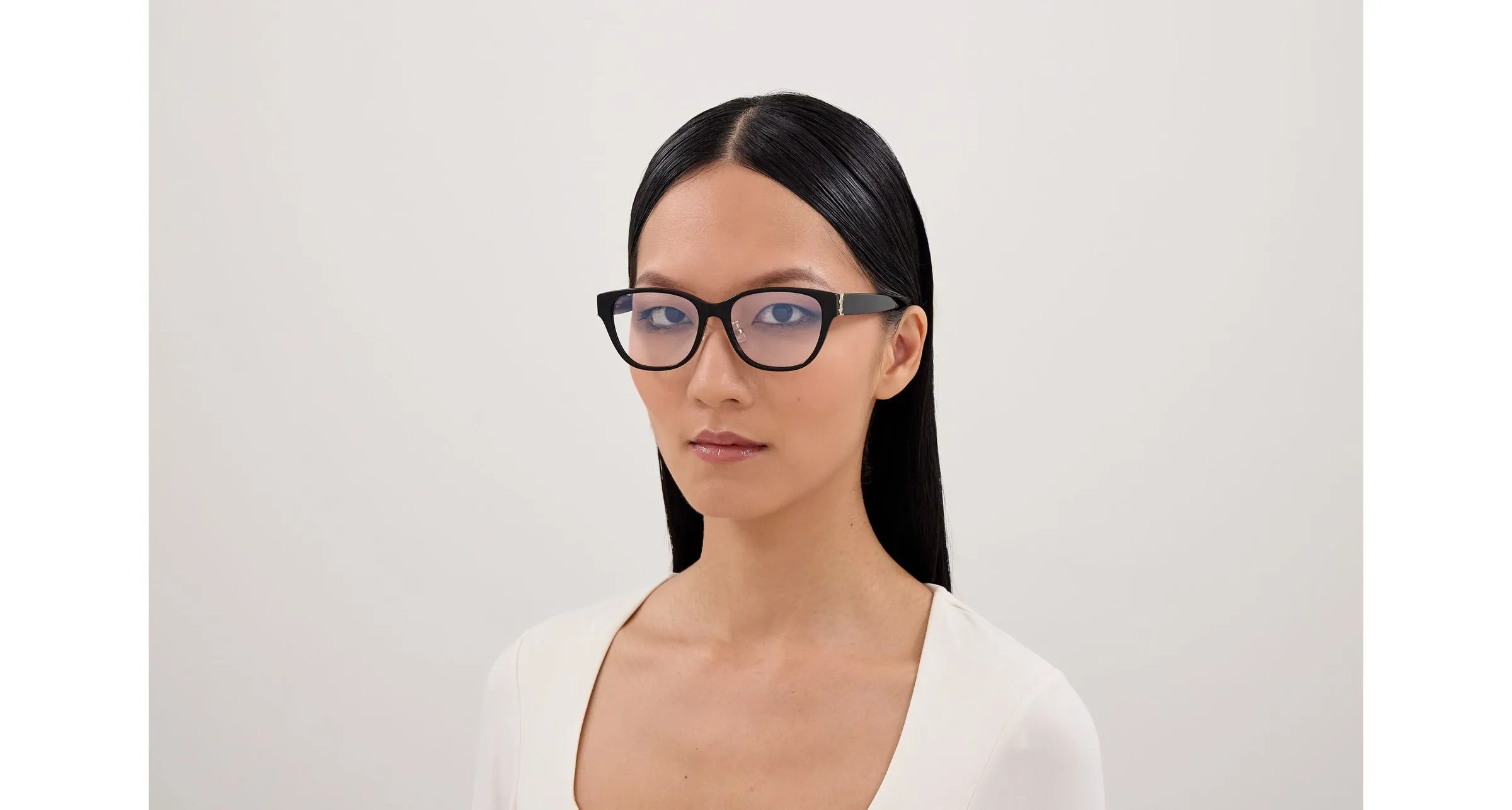 SAINT LAURENT SL M169/F 001 Montature da vista Acetato Nero Trasparente Cat Eye Antiriflesso - immagine 4
