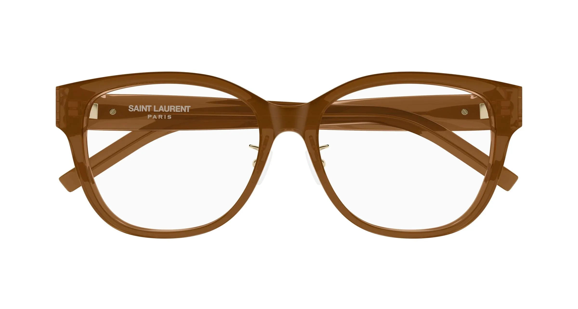 SAINT LAURENT SL M168/F 005 Montature da vista Acetato Marrone Trasparente Cat Eye Antiriflesso - immagine 2