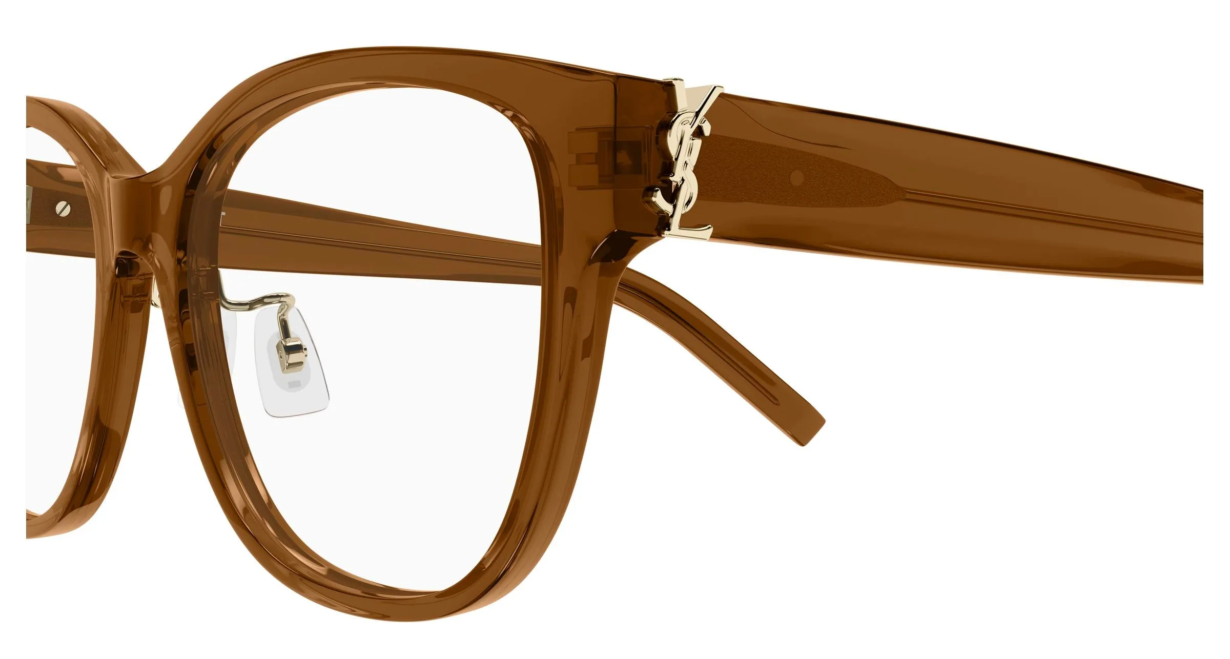 SAINT LAURENT SL M168/F 005 Montature da vista Acetato Marrone Trasparente Cat Eye Antiriflesso - immagine 3