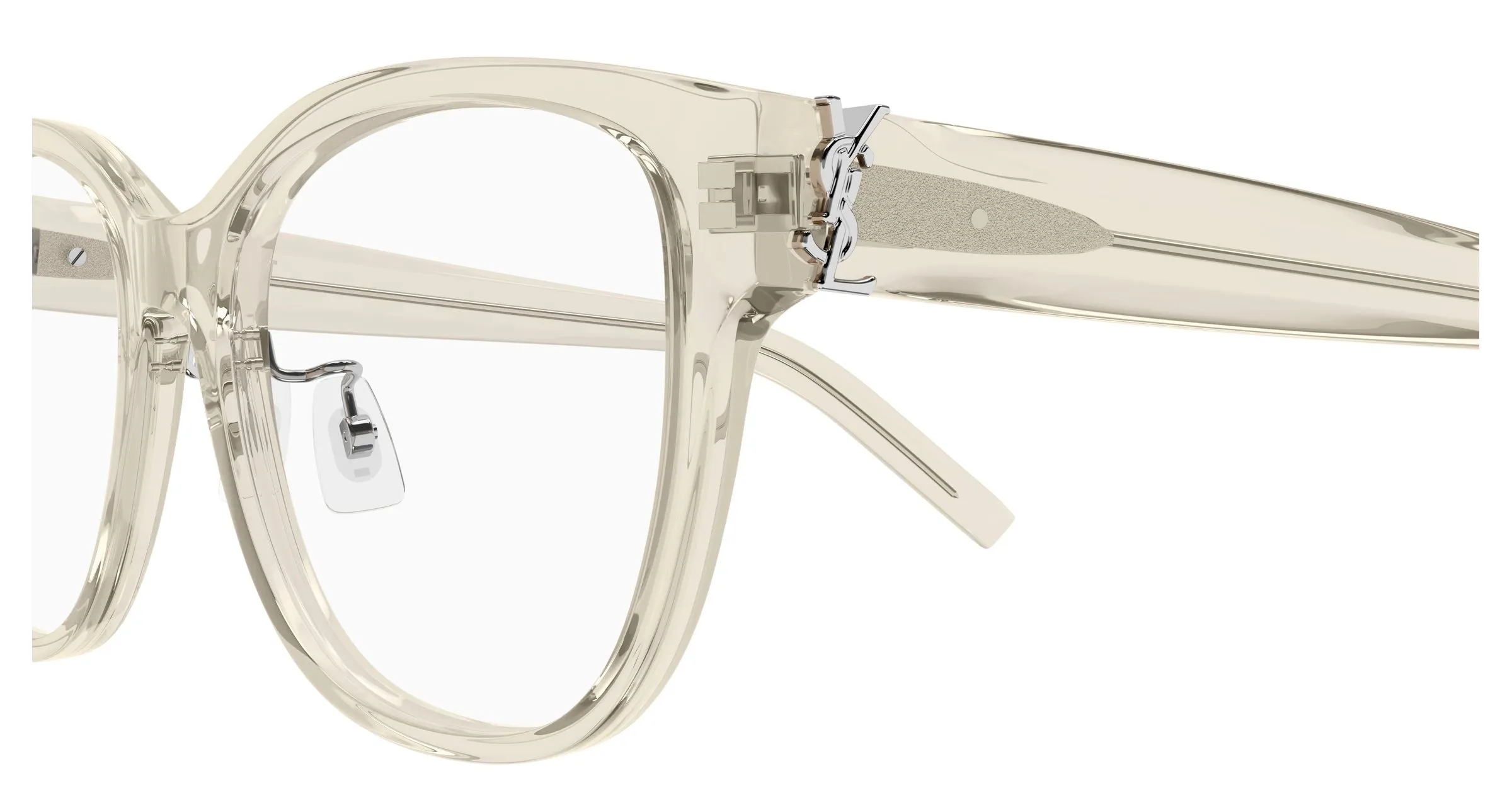 SAINT LAURENT SL M168/F 004 Montature da vista Acetato Beige Trasparente Cat Eye Antiriflesso - immagine 3