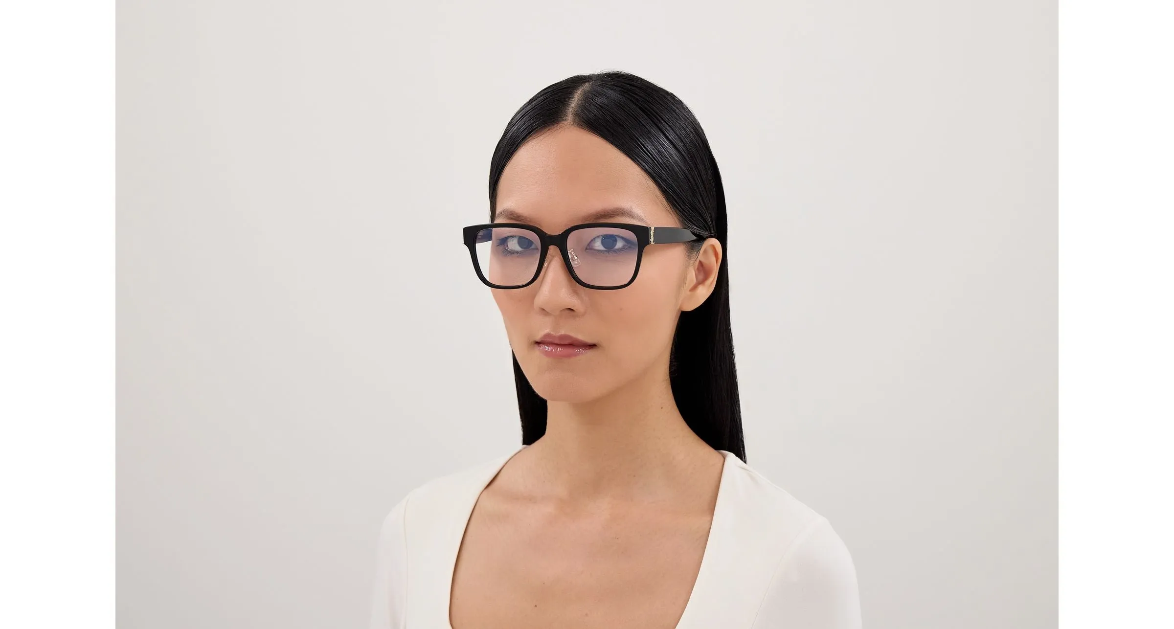 SAINT LAURENT SL M165/F 001 Montature da vista Acetato Nero Trasparente Cat Eye Antiriflesso - immagine 4