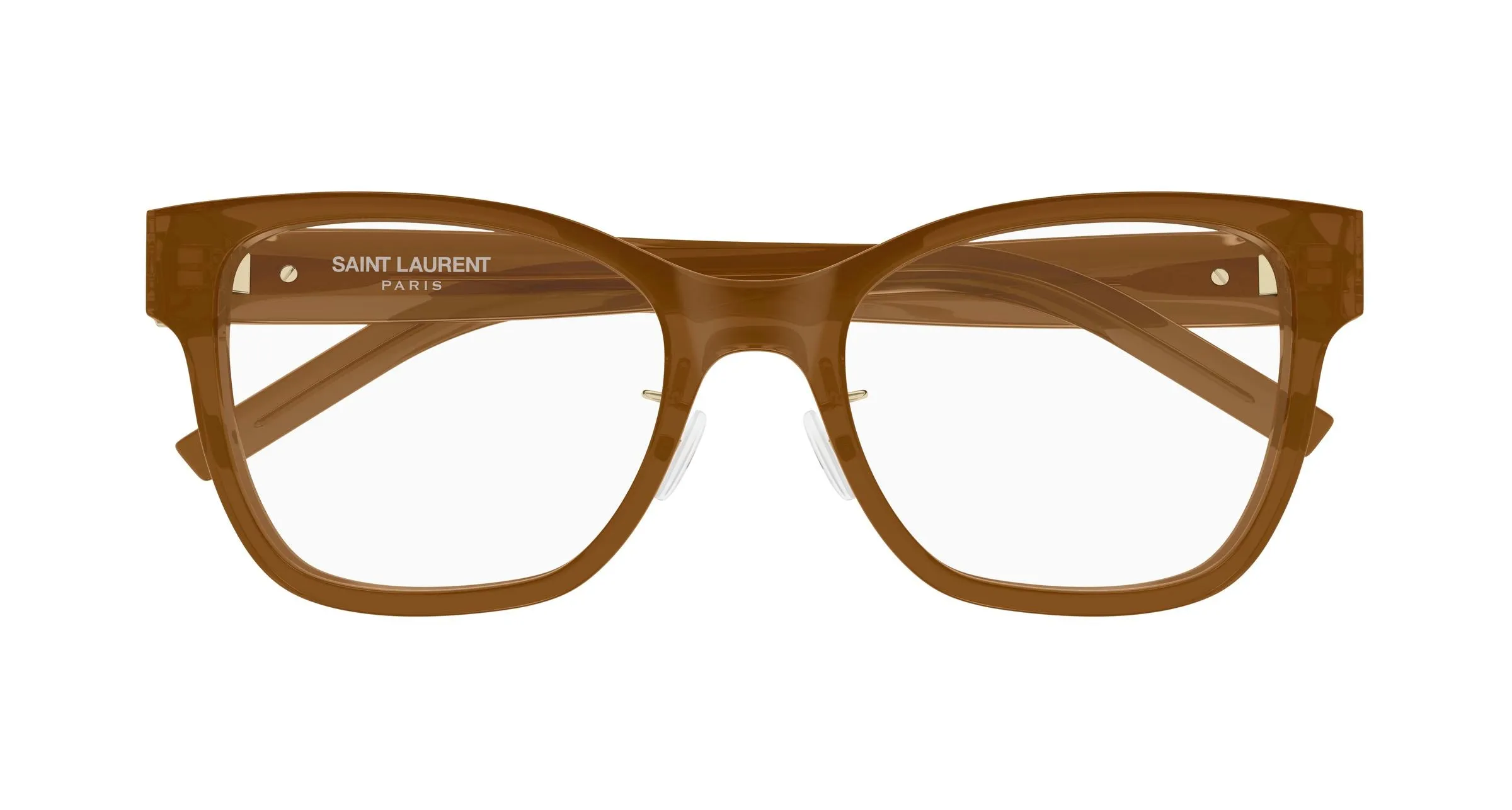 SAINT LAURENT SL M158/F 005 Montature da vista Acetato Marrone Trasparente Cat Eye Antiriflesso - immagine 2