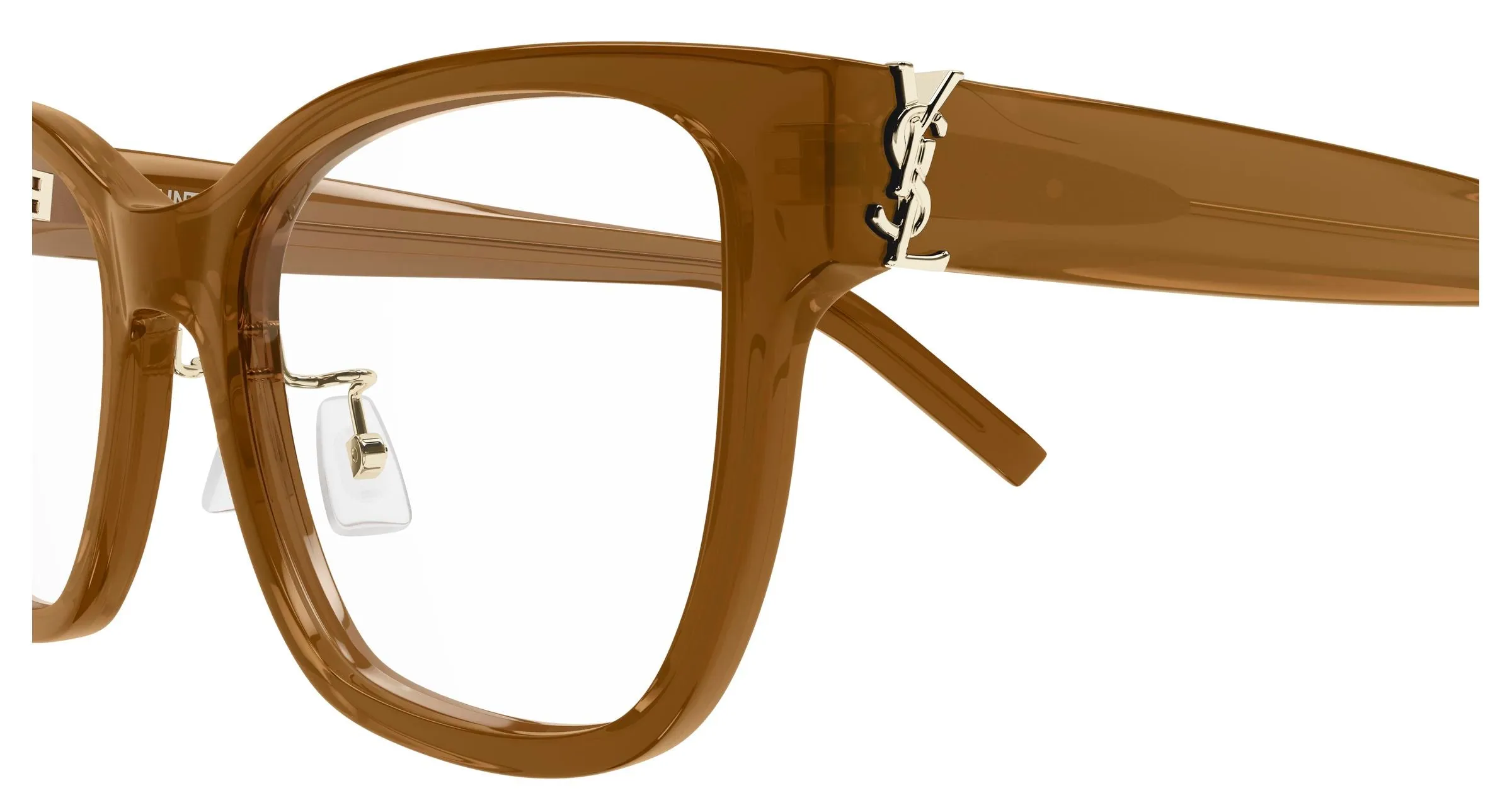 SAINT LAURENT SL M158/F 005 Montature da vista Acetato Marrone Trasparente Cat Eye Antiriflesso - immagine 3