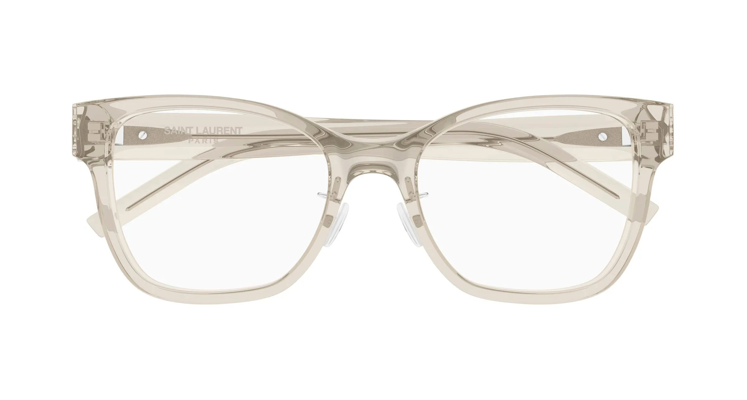 SAINT LAURENT SL M158/F 004 Montature da vista Acetato Beige Trasparente Cat Eye Antiriflesso - immagine 2