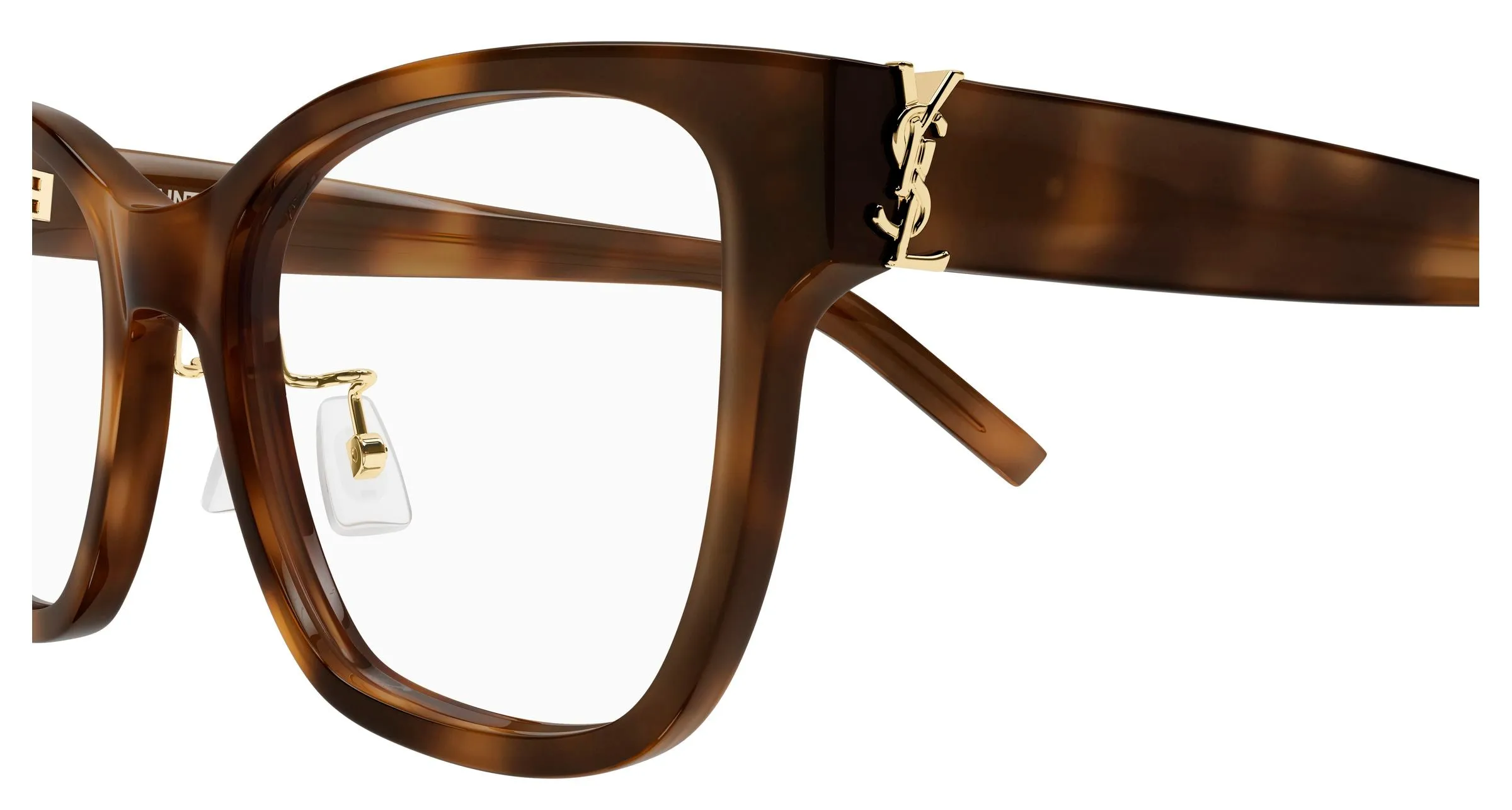 SAINT LAURENT SL M158/F 003 Montature da vista Acetato Havana Trasparente Cat Eye Antiriflesso - immagine 3