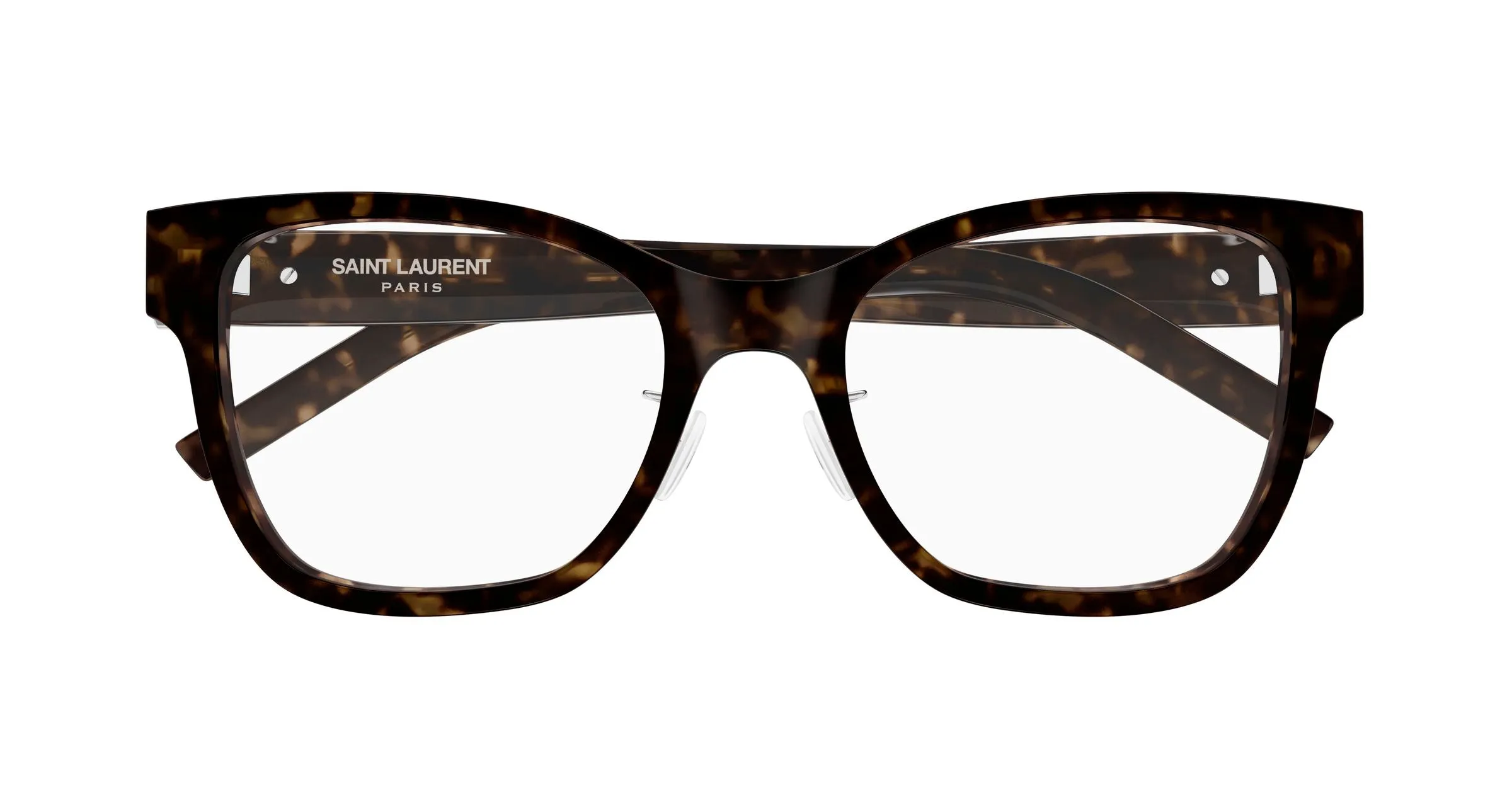 SAINT LAURENT SL M158/F 002 Montature da vista Acetato Havana Trasparente Cat Eye Antiriflesso - immagine 2
