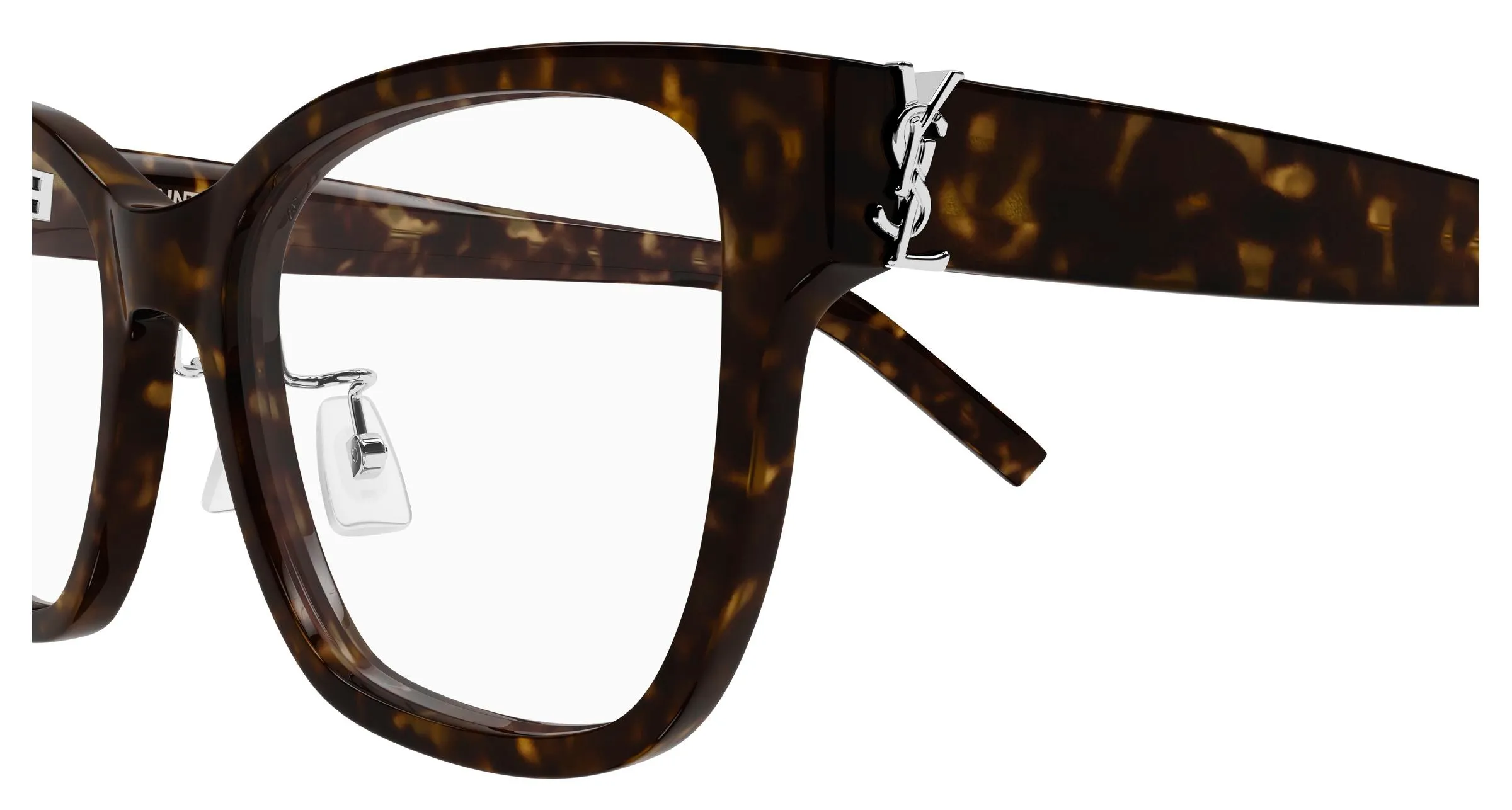 SAINT LAURENT SL M158/F 002 Montature da vista Acetato Havana Trasparente Cat Eye Antiriflesso - immagine 3