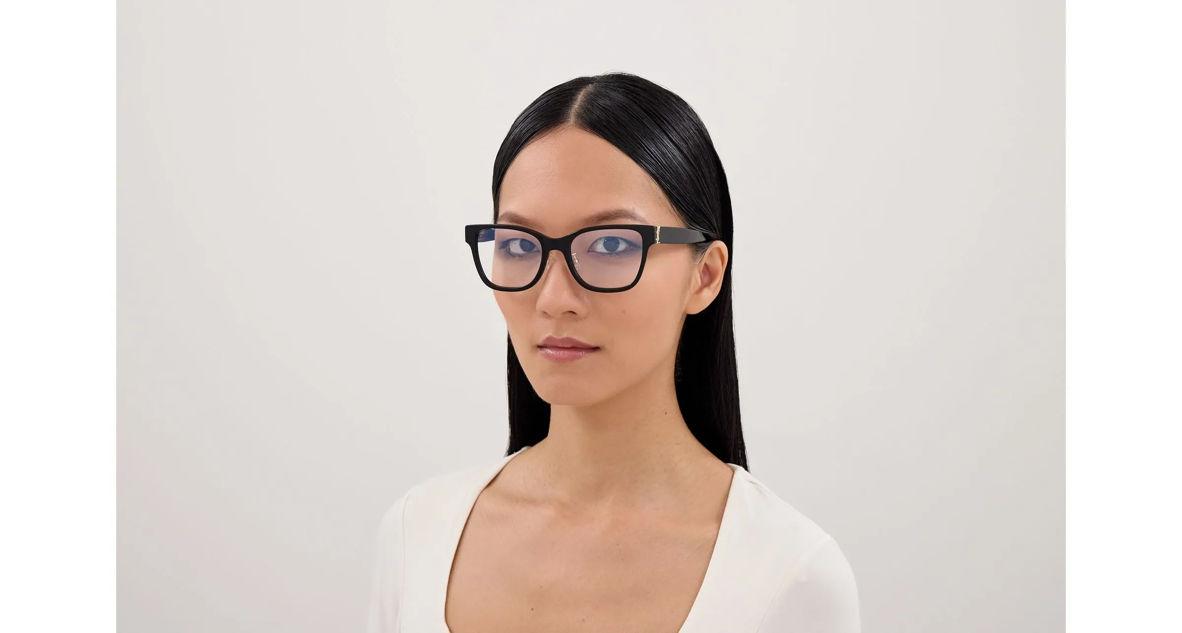 SAINT LAURENT SL M158/F 001 Montature da vista Acetato Nero Trasparente Cat Eye Antiriflesso - immagine 4