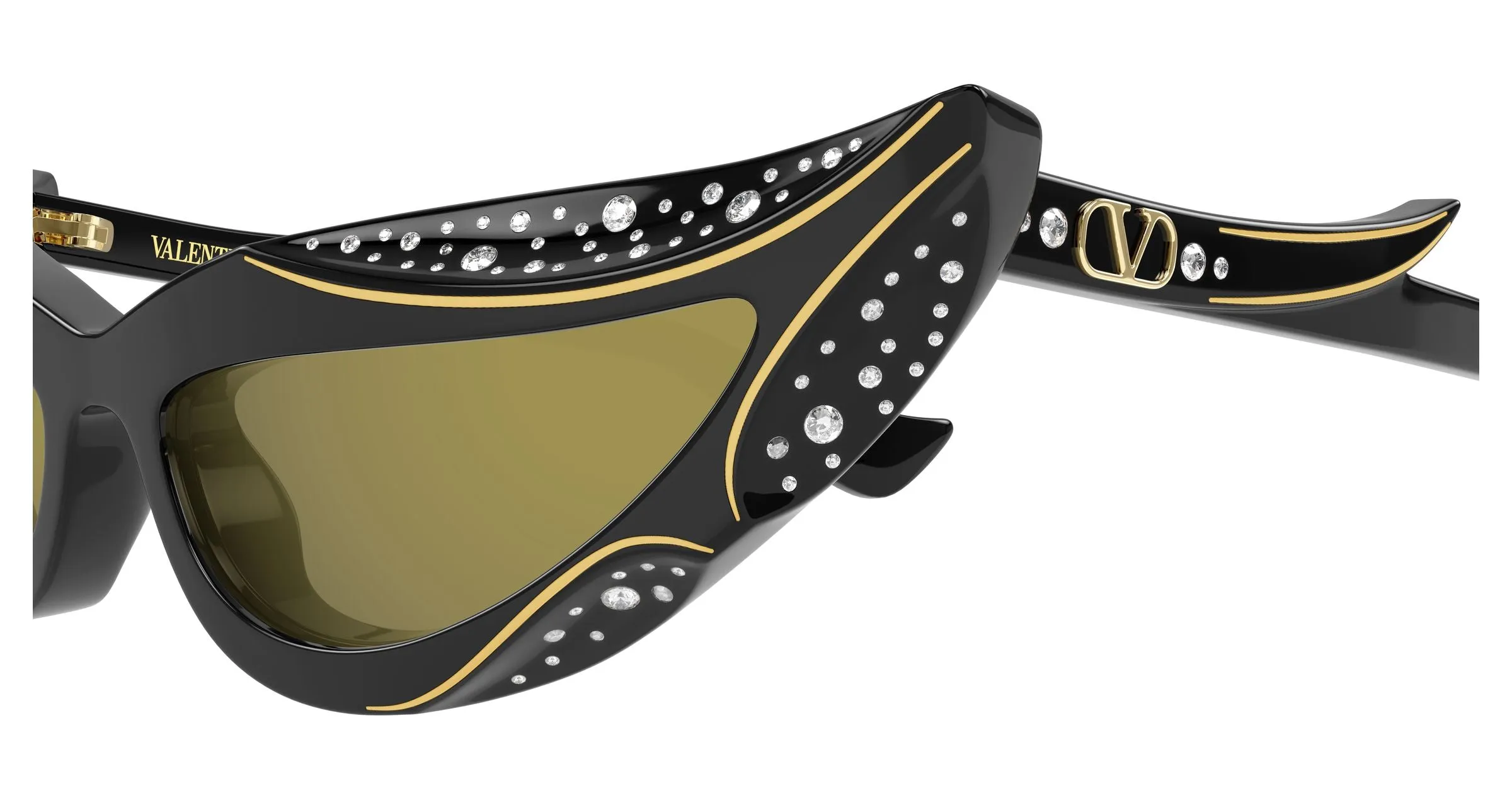 Valentino VG0073S 004 Occhiali da sole Acetato Nero Bronzo Geometrica Flash - immagine 3