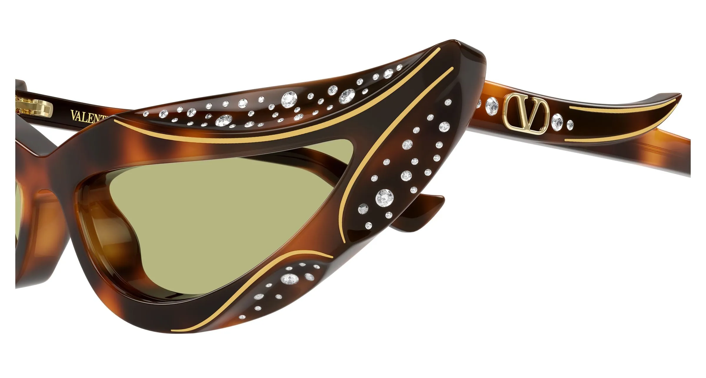 Valentino VG0073S 001 Occhiali da sole Acetato Havana Verde Geometrica - immagine 3