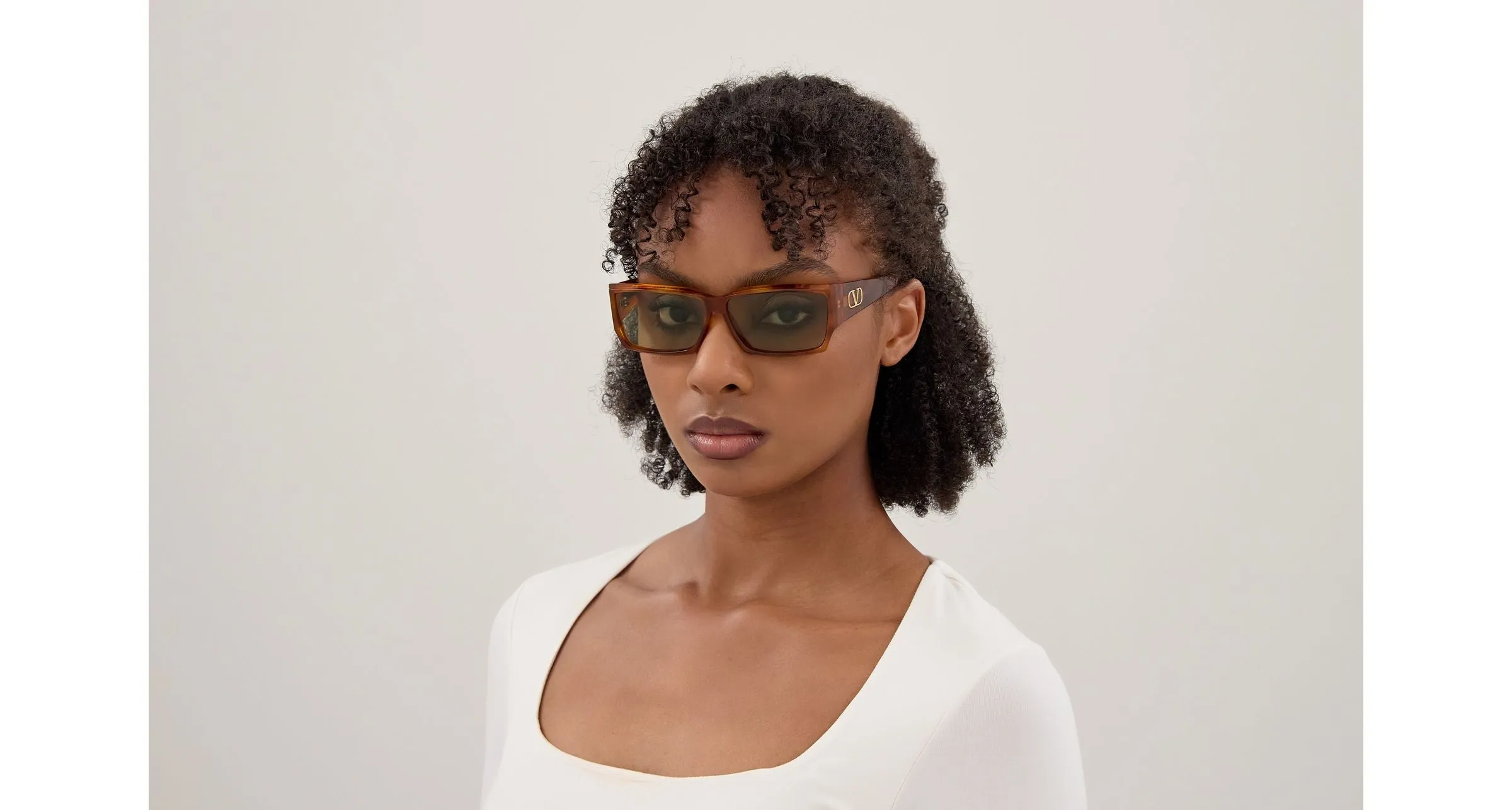 Valentino VG0072S 001 Occhiali da sole Acetato Havana Verde Squadrata - immagine 4
