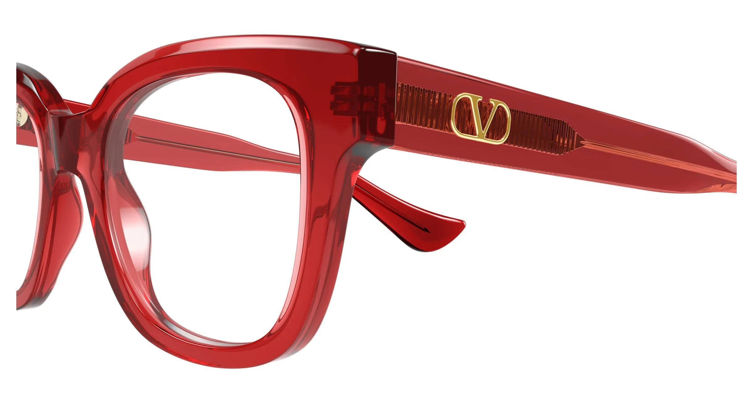 Valentino VG0060O 004 Montature da vista Acetato Rosso Trasparente Squadrata - immagine 3