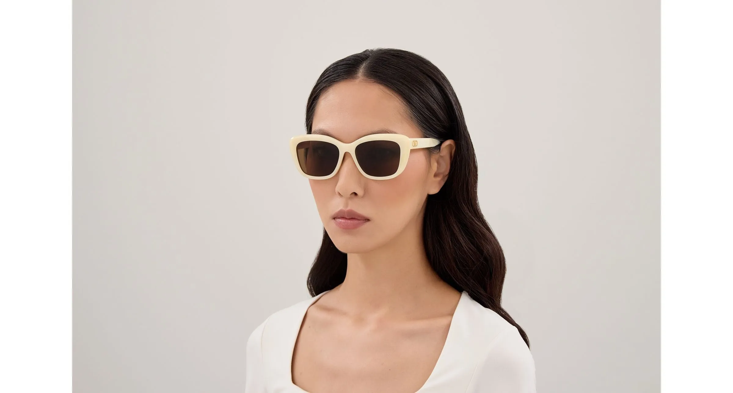 Valentino VG0058SA 005 Occhiali da sole Acetato Avorio Marrone Farfalla - immagine 4