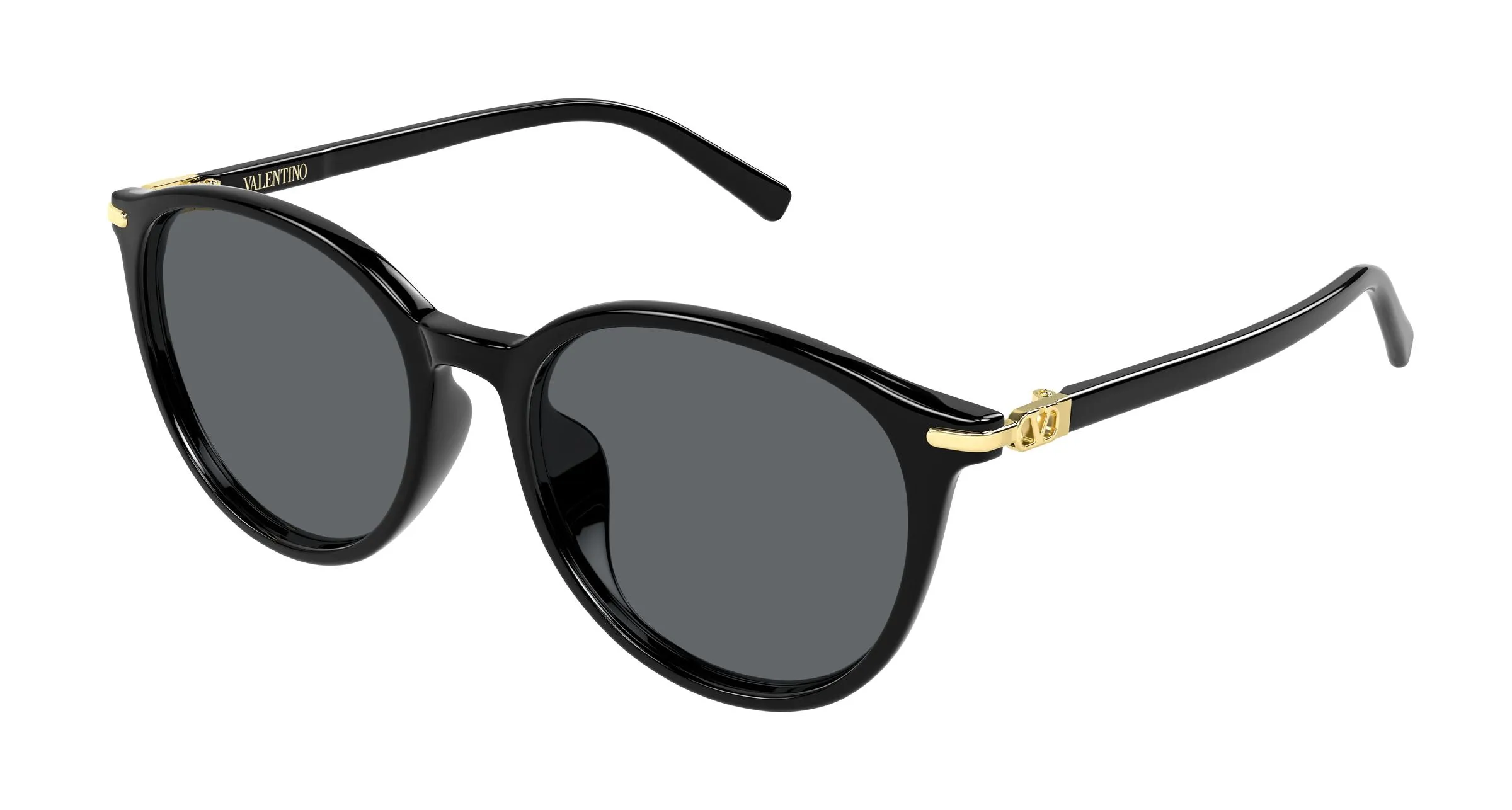 Valentino VG0048SK 001 Occhiali da sole Acetato Nero Grigio Rotonda - immagine 1