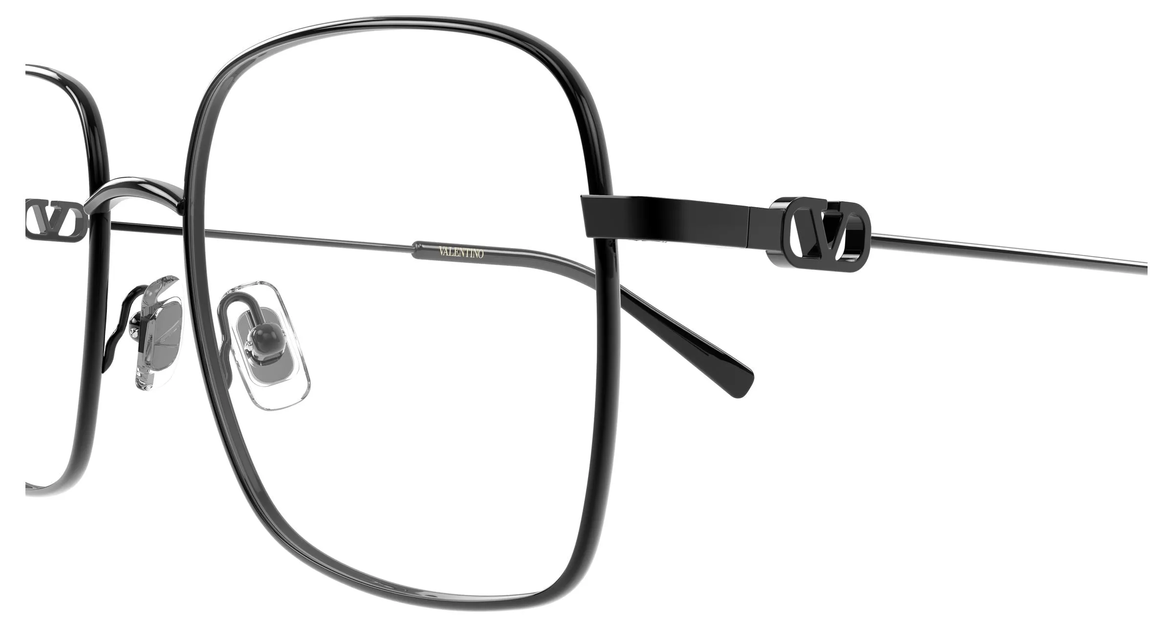 Valentino VG0030O 005 Montature da vista Metallo Nero Trasparente Squadrata - immagine 3