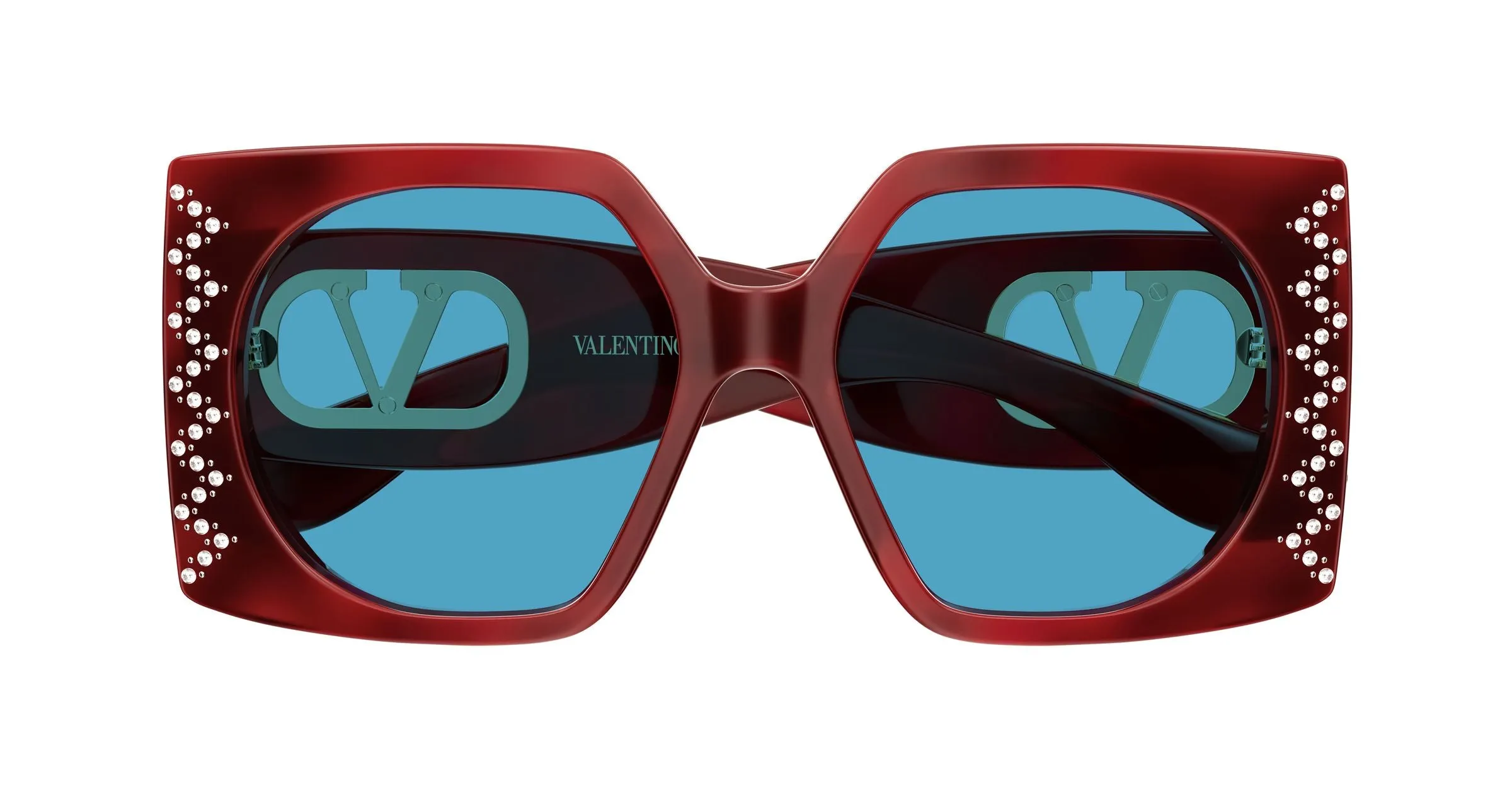 Valentino VG0002S 006 Occhiali da sole Acetato Havana Blu Squadrata - immagine 2