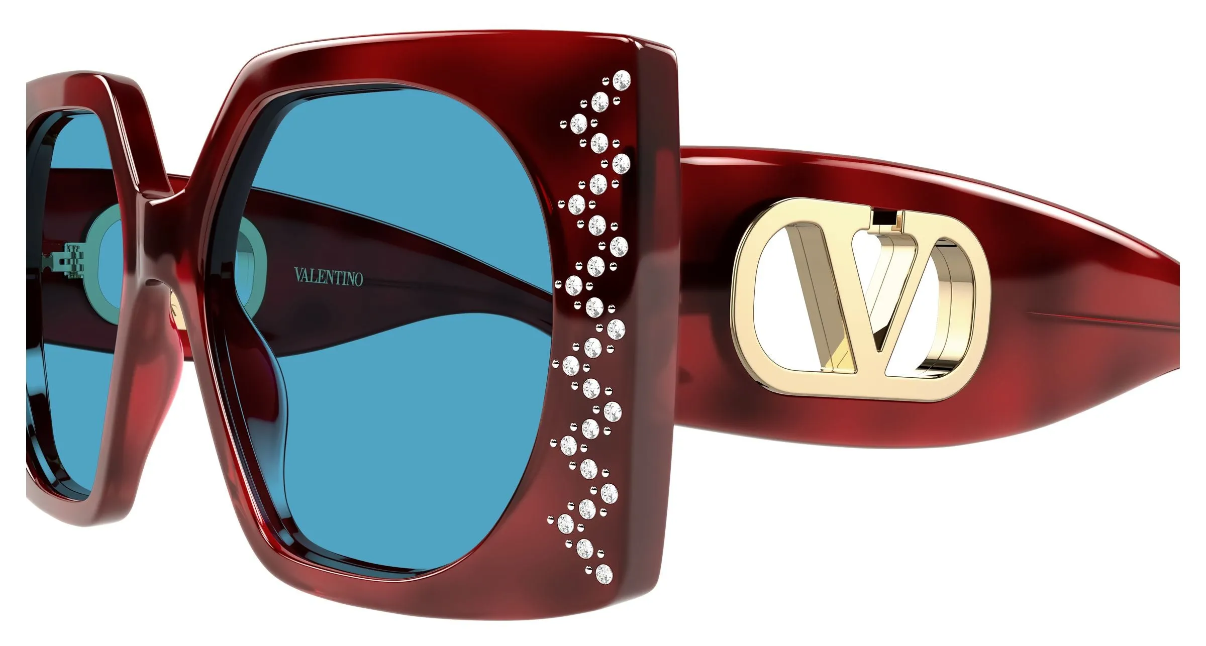 Valentino VG0002S 006 Occhiali da sole Acetato Havana Blu Squadrata - immagine 3