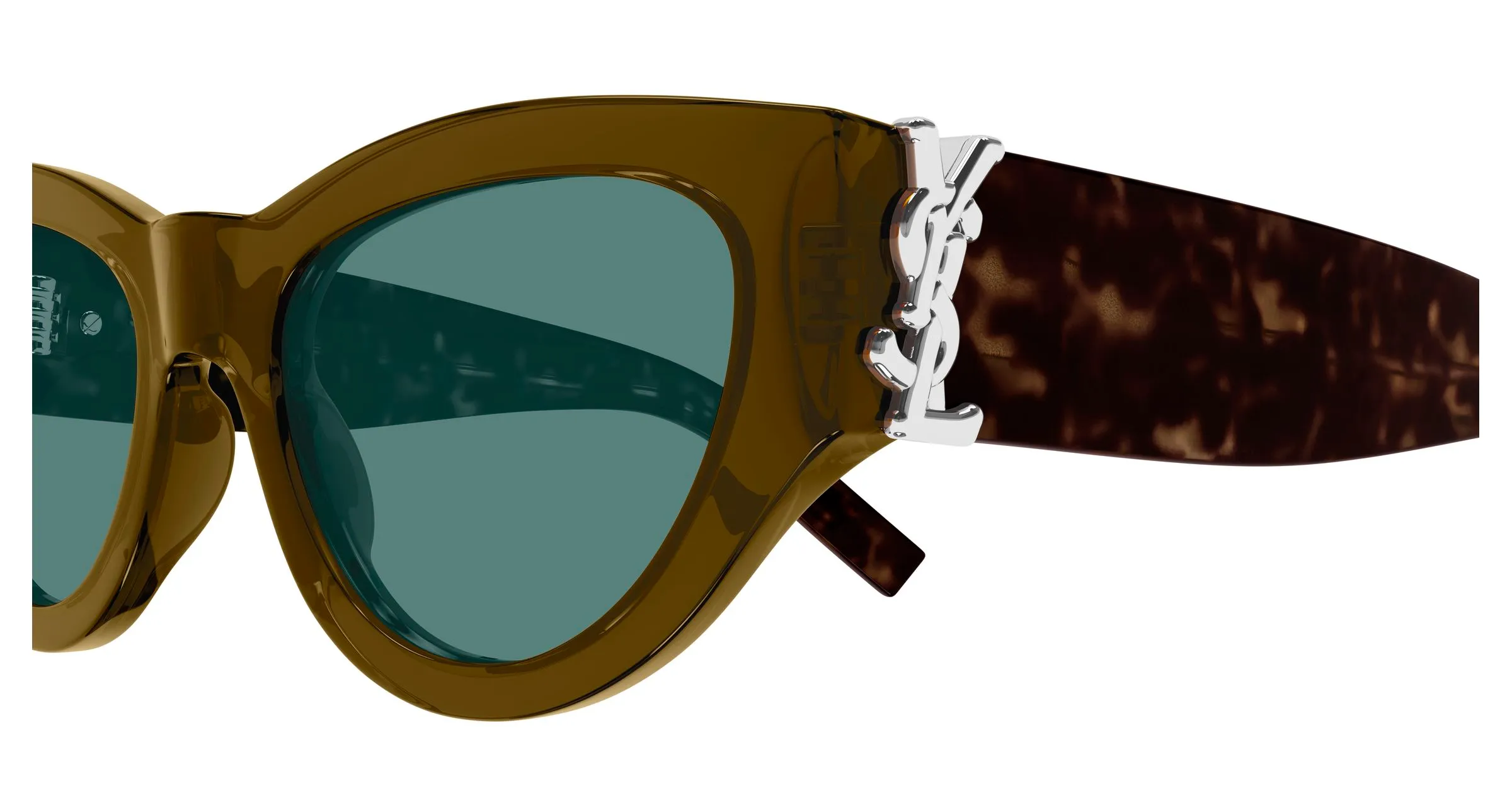 SAINT LAURENT SL M94 013 Occhiali da sole Acetato Marrone Verde Cat Eye - immagine 3