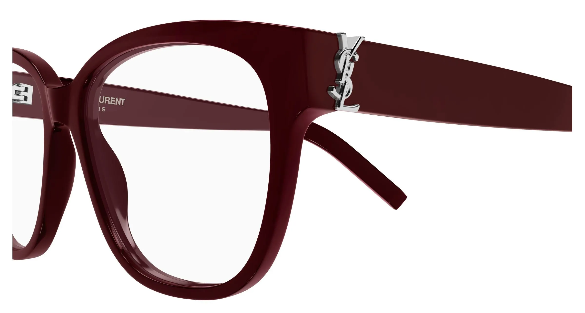 SAINT LAURENT SL M33 010 Montature da vista Acetato Bordeaux Trasparente Squadrata Antiriflesso - immagine 3