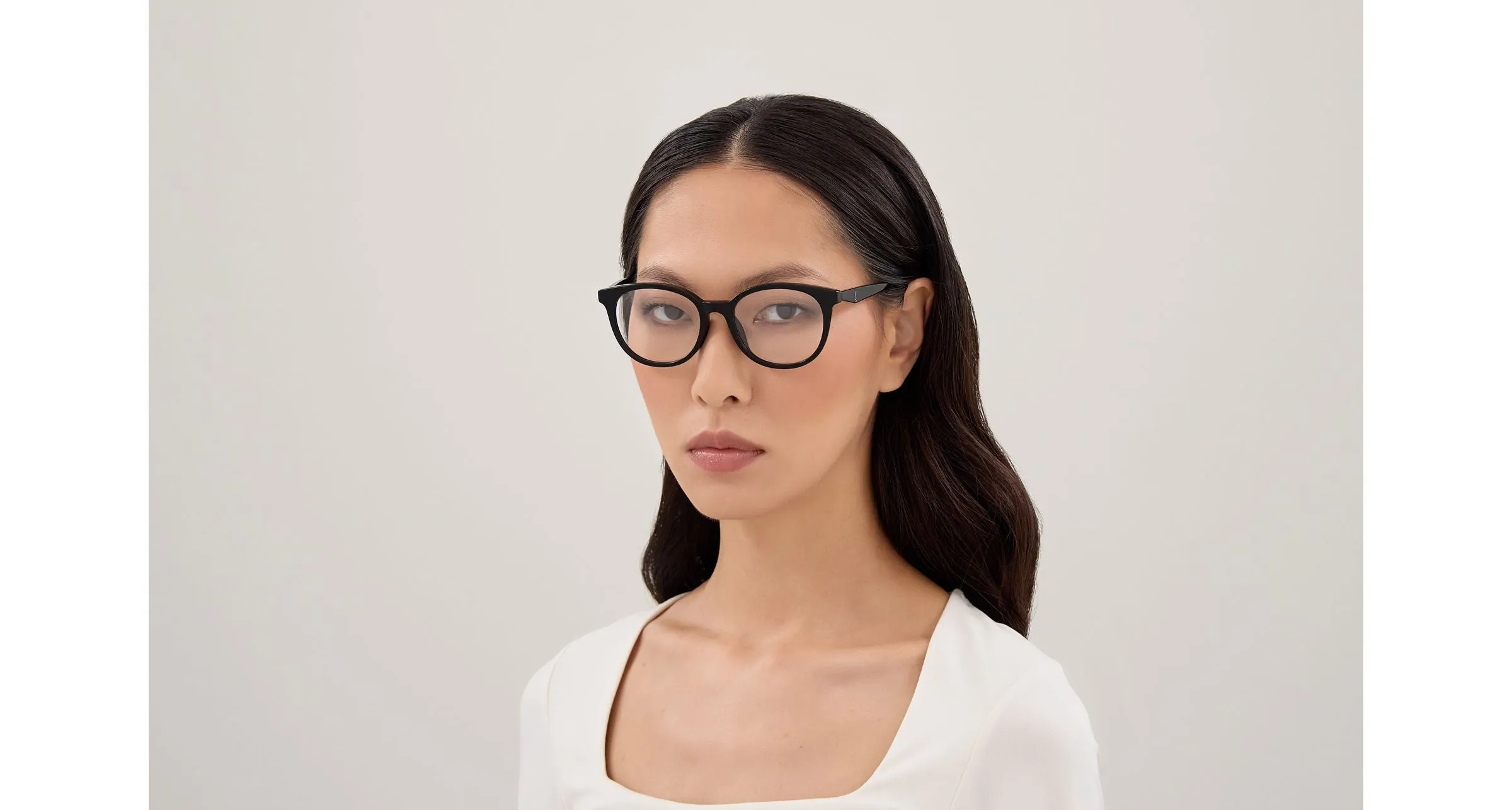 SAINT LAURENT SL M189/F 001 Montature da vista Acetato Nero Trasparente Cat Eye - immagine 4