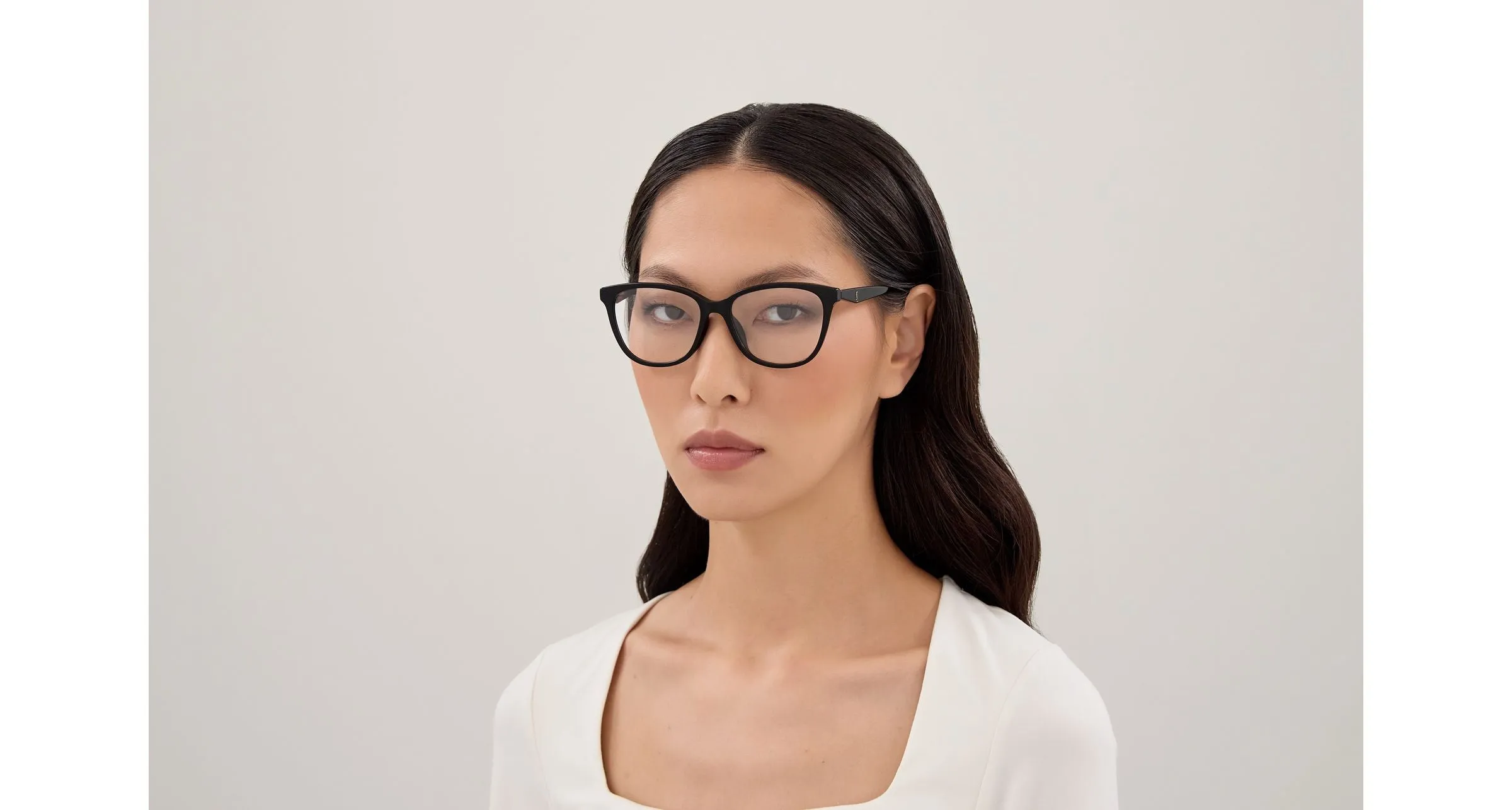 SAINT LAURENT SL M187/F 001 Montature da vista Acetato Nero Trasparente Cat Eye - immagine 4