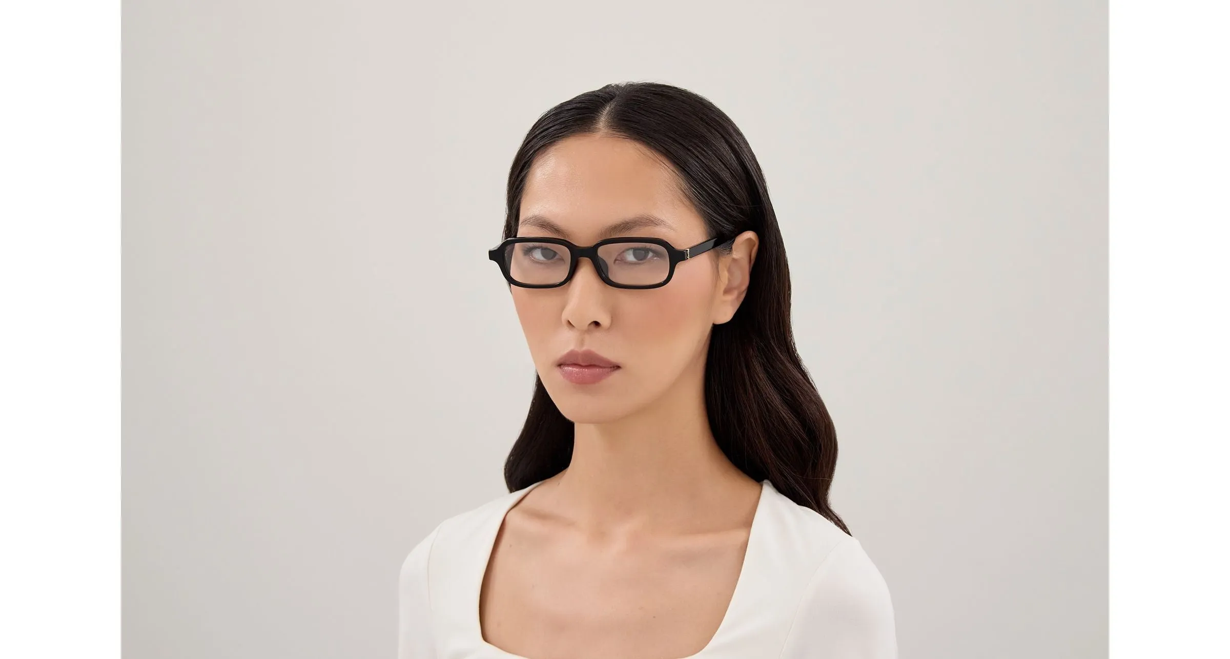 SAINT LAURENT SL M180/F 001 Montature da vista Acetato Nero Trasparente Squadrata - immagine 4