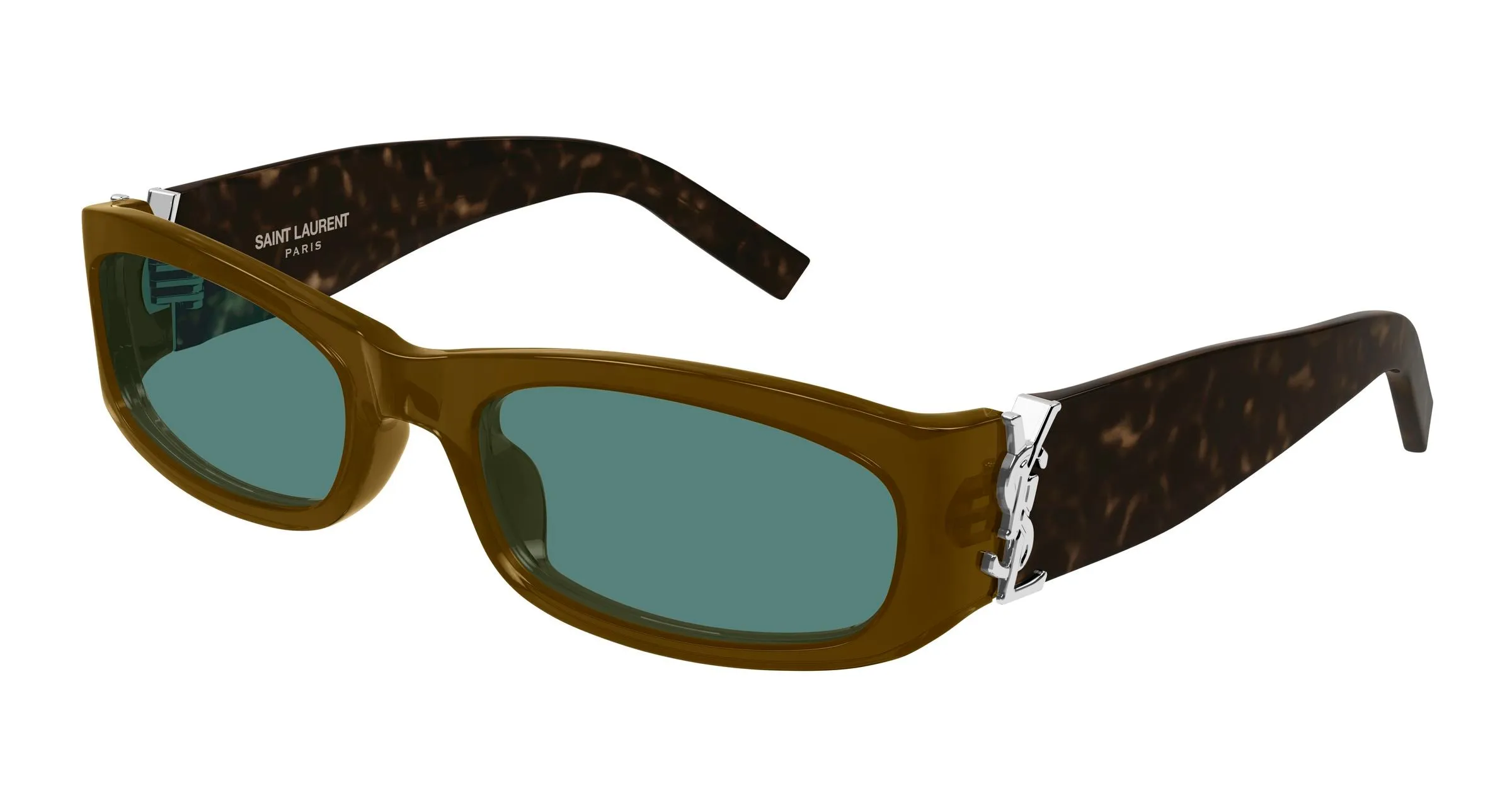 SAINT LAURENT SL M152 005 Occhiali da sole Acetato Marrone Verde Squadrata - immagine 1