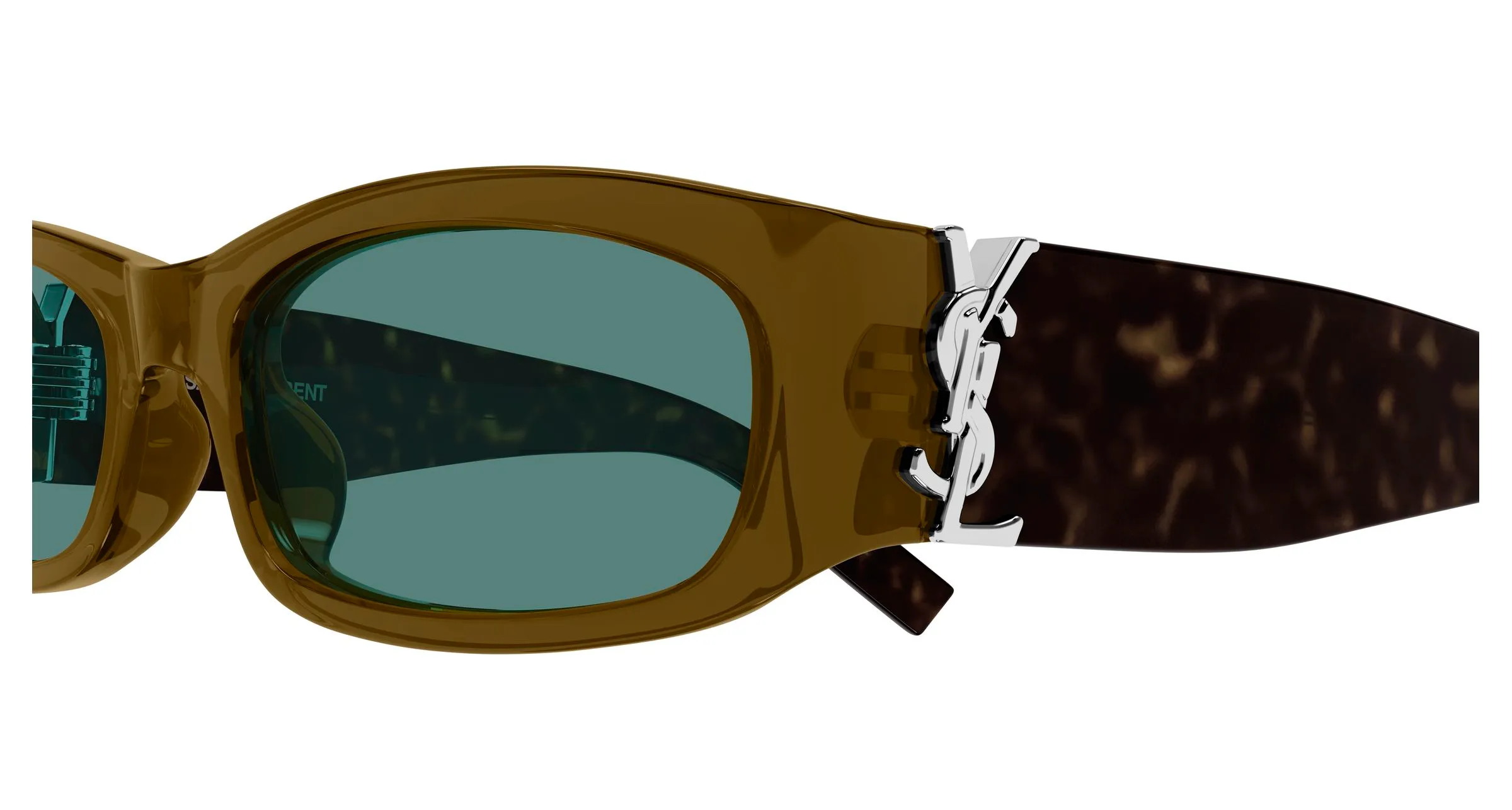 SAINT LAURENT SL M152 005 Occhiali da sole Acetato Marrone Verde Squadrata - immagine 3