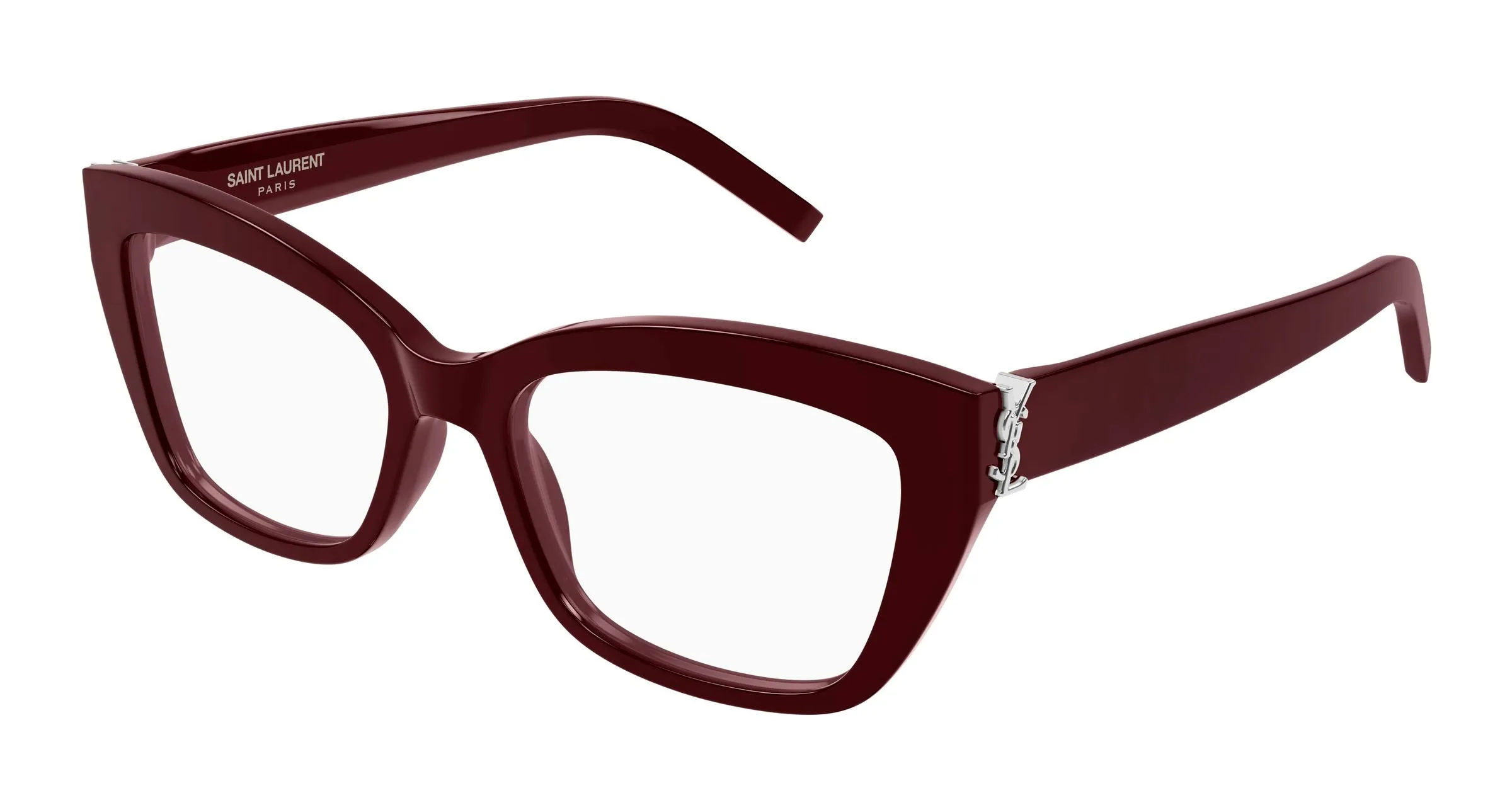 SAINT LAURENT SL M117 010 Montature da vista Acetato Bordeaux Trasparente Cat Eye Antiriflesso - immagine 1