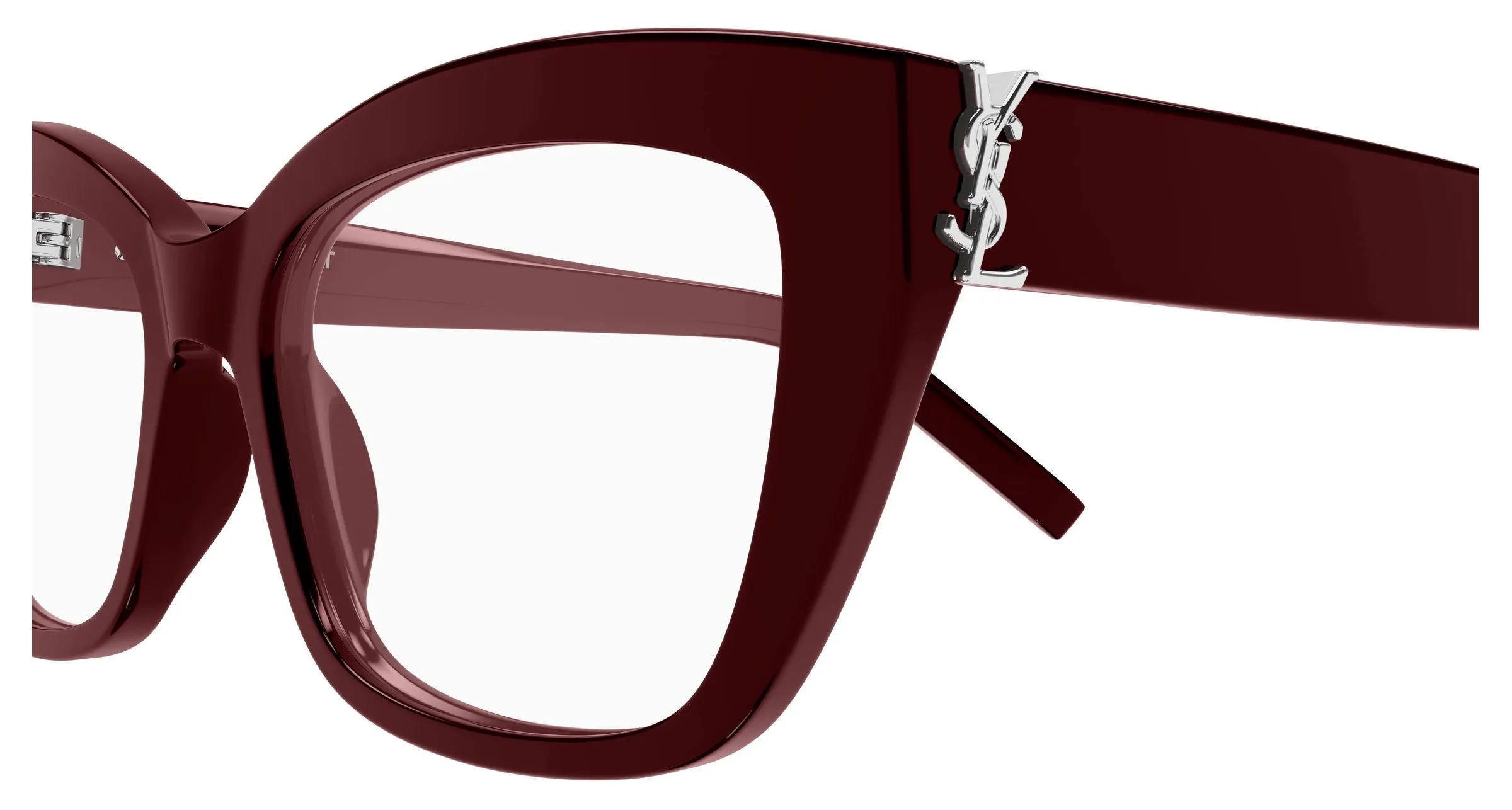 SAINT LAURENT SL M117 010 Montature da vista Acetato Bordeaux Trasparente Cat Eye Antiriflesso - immagine 3