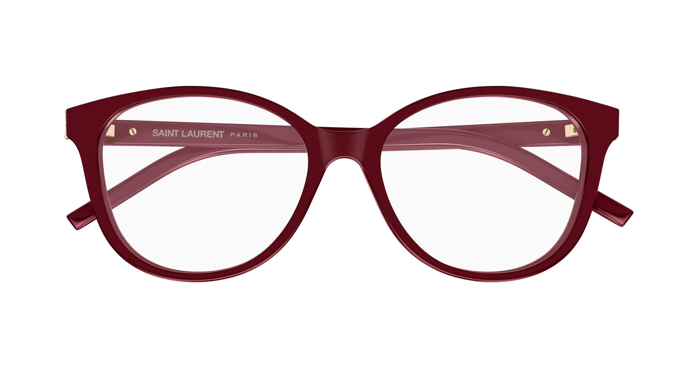 SAINT LAURENT SL M112 010 Montature da vista Acetato Rosso Trasparente Rotonda - immagine 2
