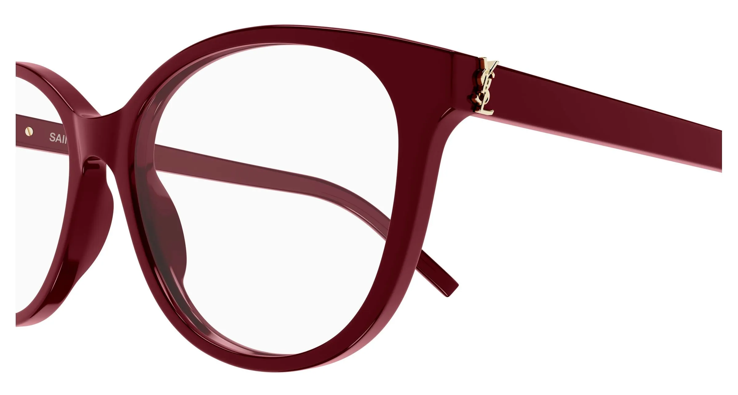 SAINT LAURENT SL M112 010 Montature da vista Acetato Rosso Trasparente Rotonda - immagine 3