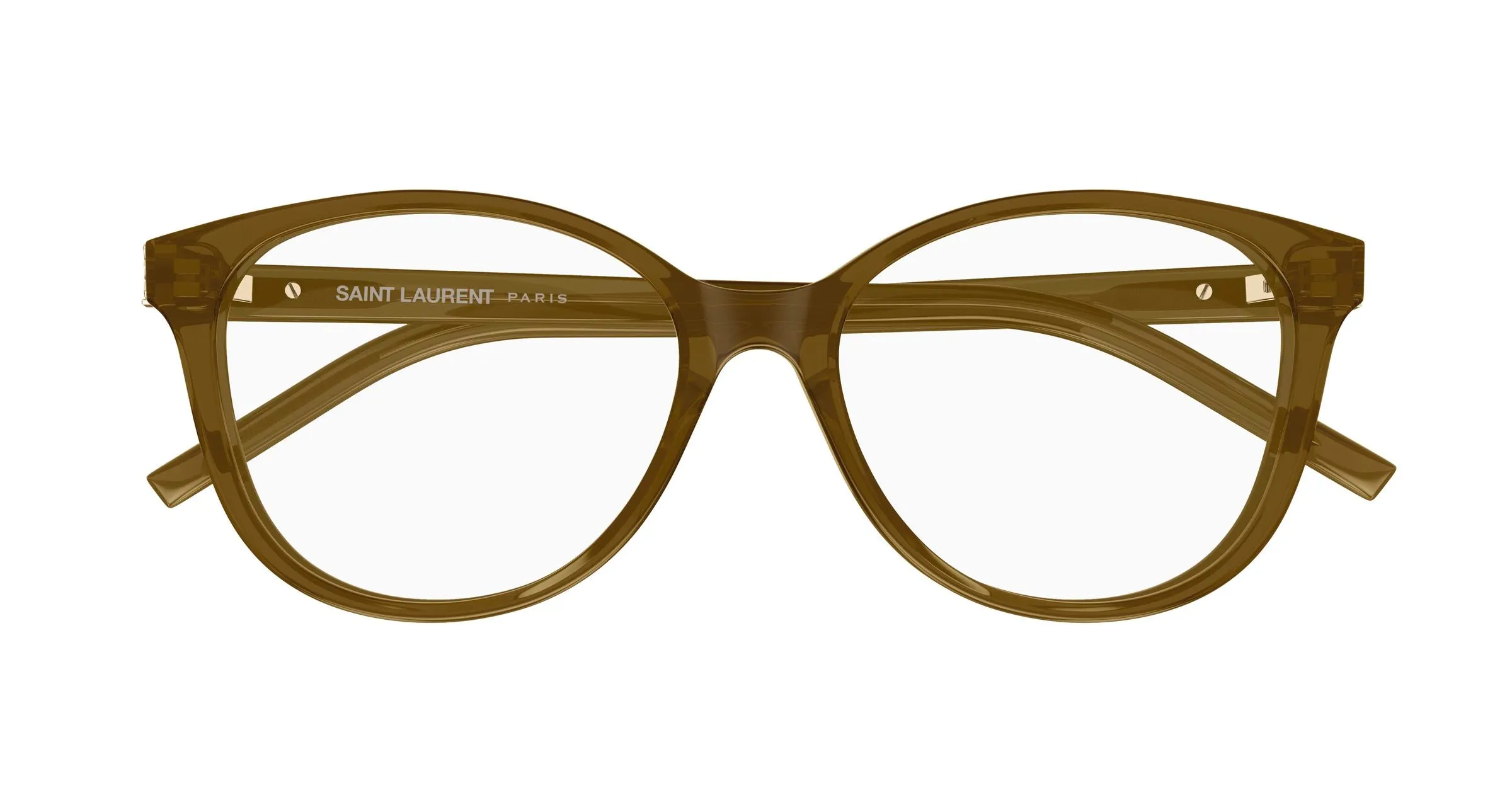 SAINT LAURENT SL M112 008 Montature da vista Acetato Marrone Trasparente Rotonda - immagine 2