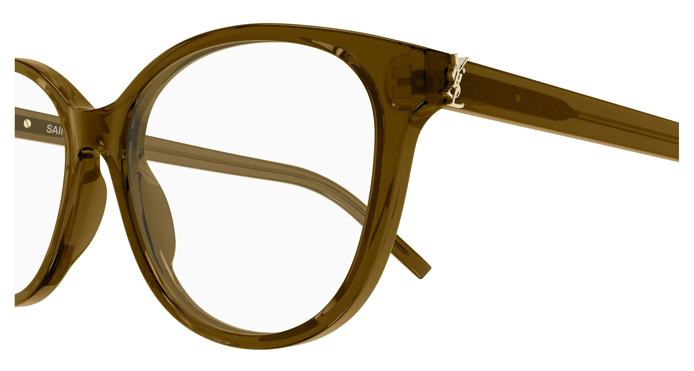 SAINT LAURENT SL M112 008 Montature da vista Acetato Marrone Trasparente Rotonda - immagine 3